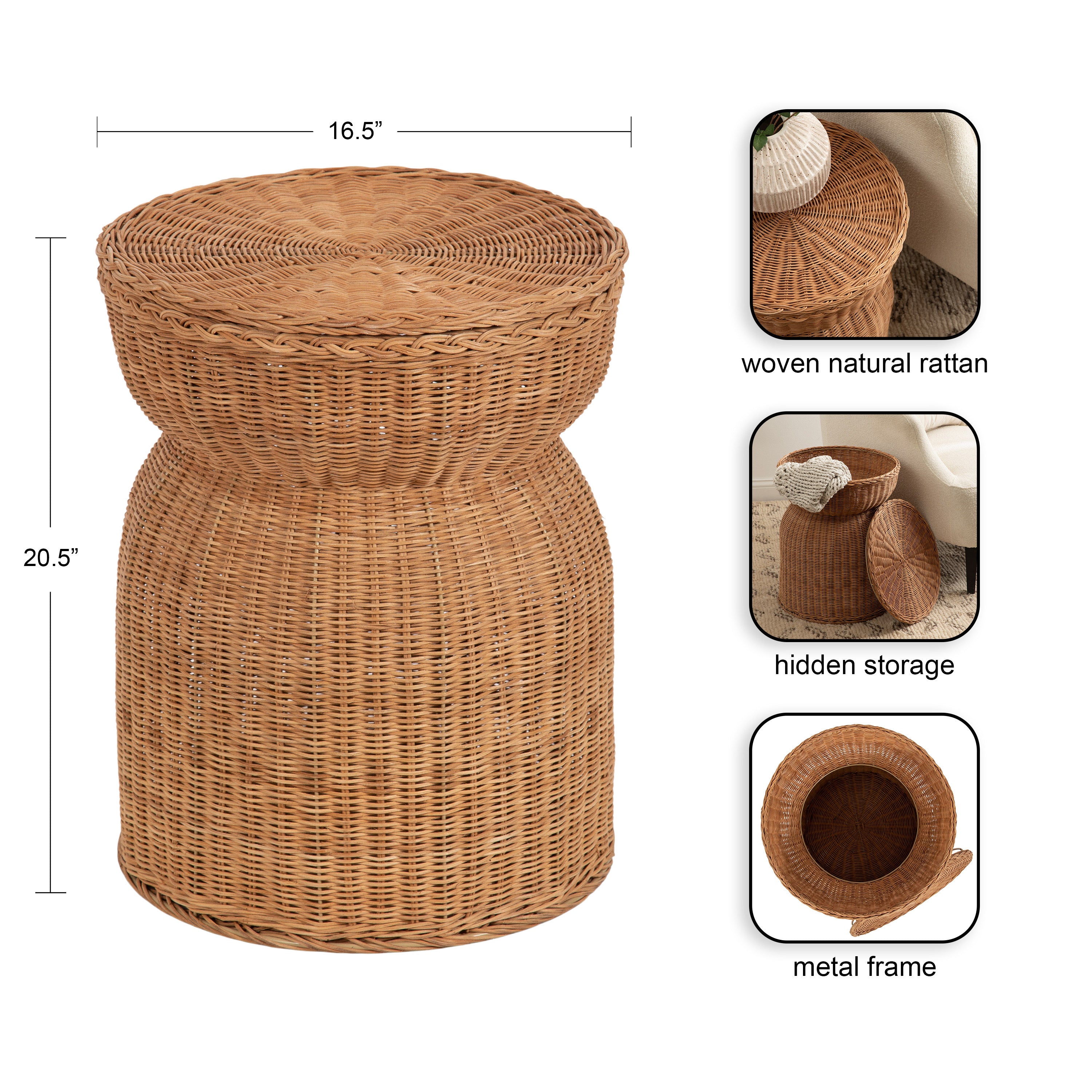 Thatch Rattan Side Table