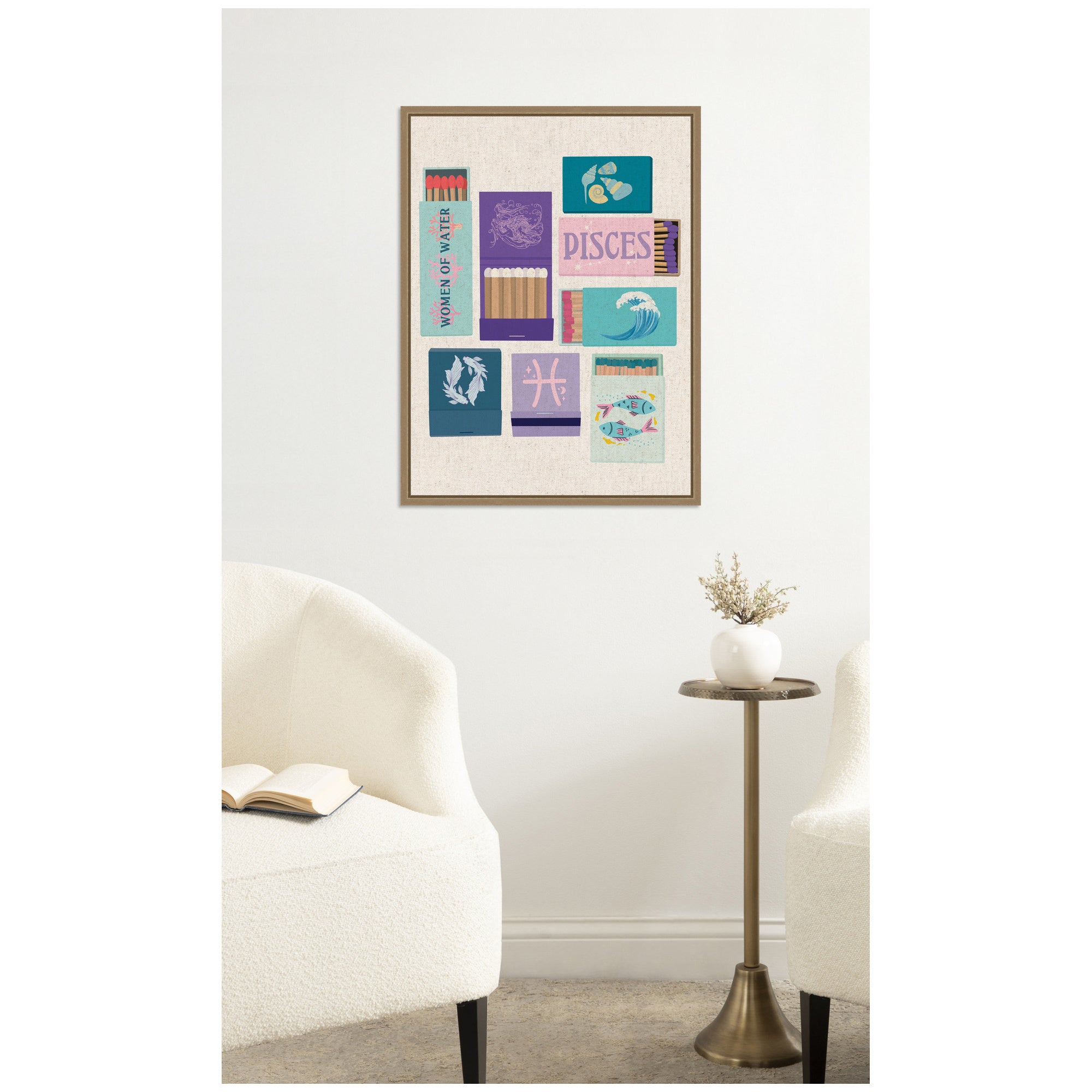 Pisces Matchbooks Linen FC by Megan Ryan Framed Canvas Wall Art Print