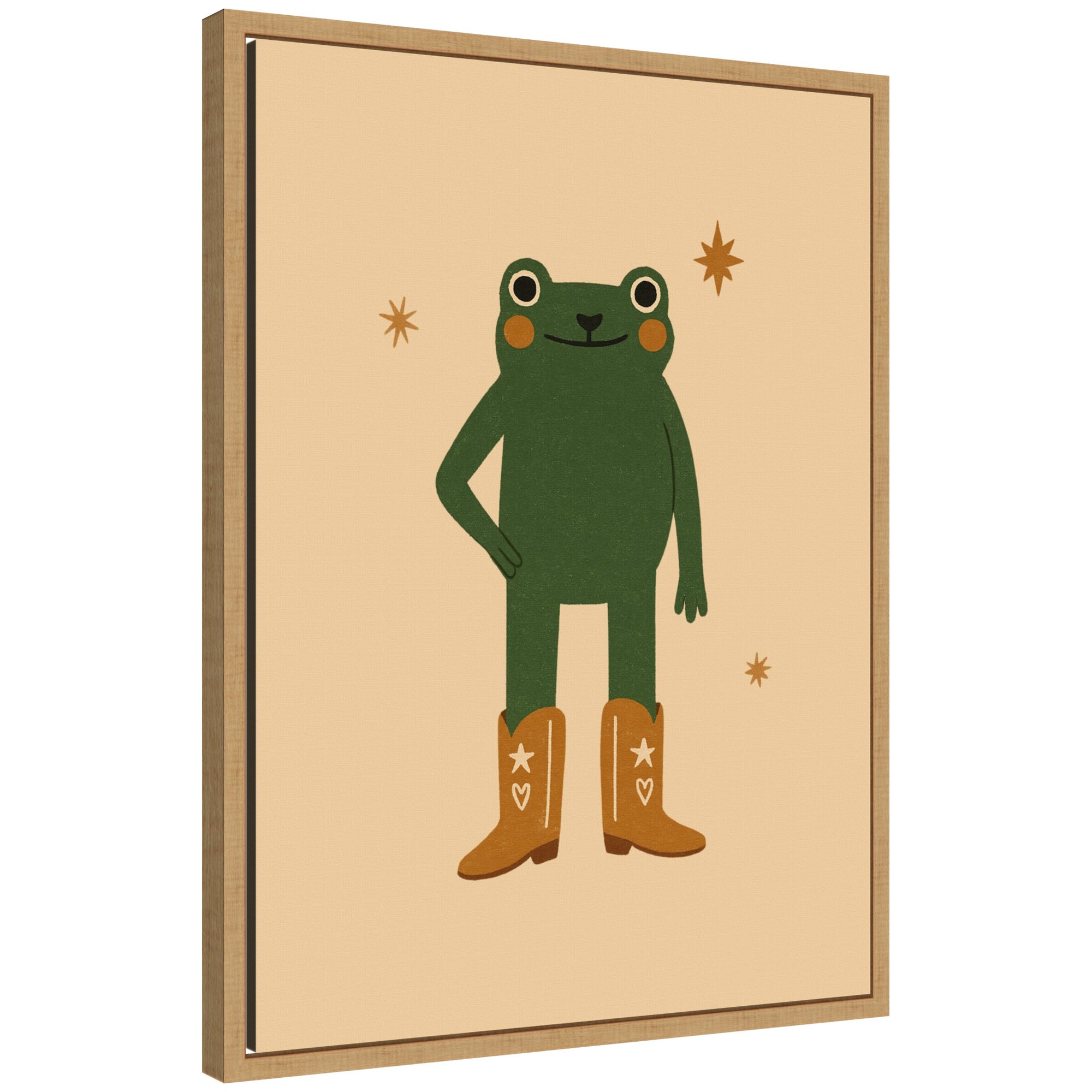 Frog in Cowboy Boots by Laura Moss Framed Canvas Wall Art Print