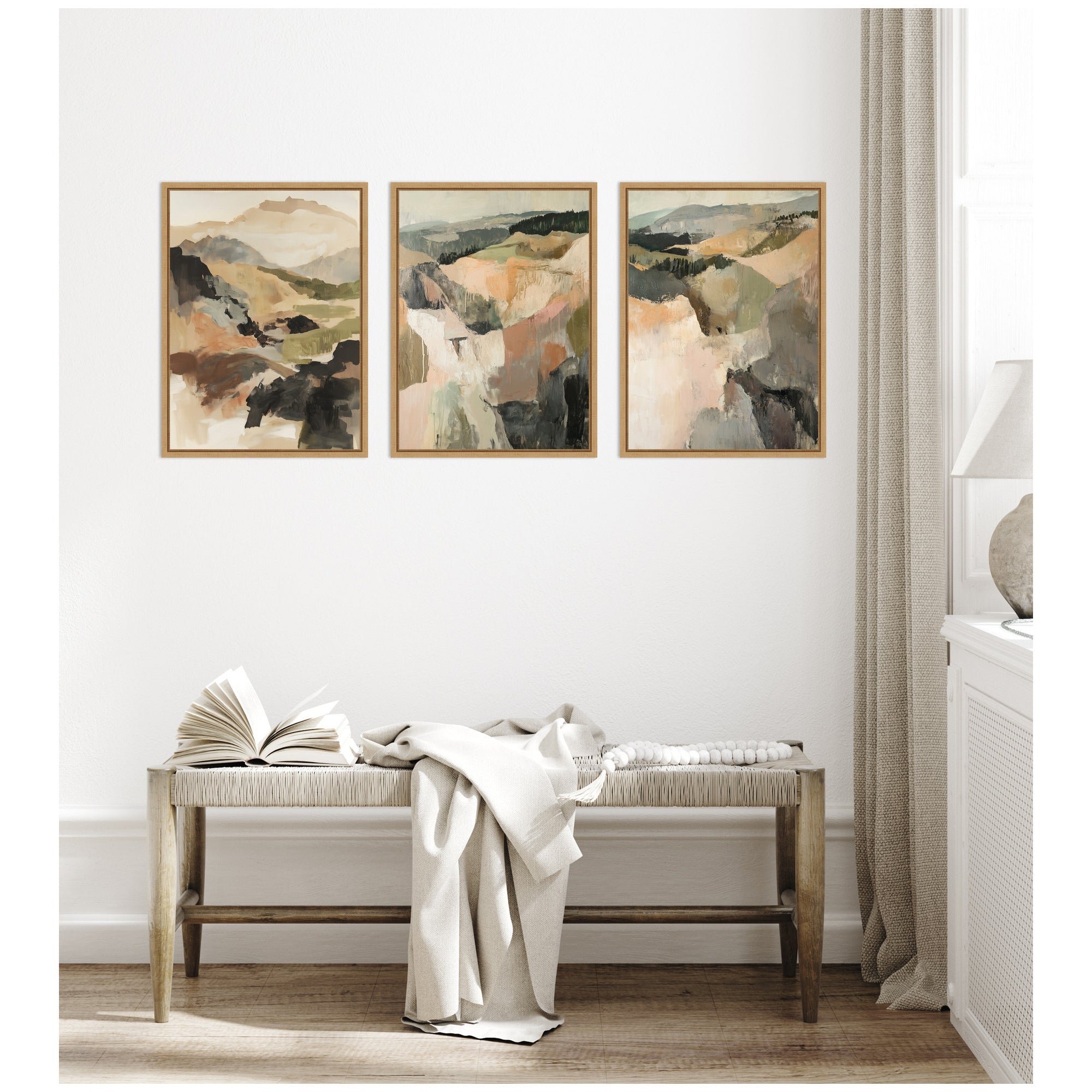 Sylvie Tonal Mountains - 3 Piece Framed Canvas Art Set by Amy Lighthall