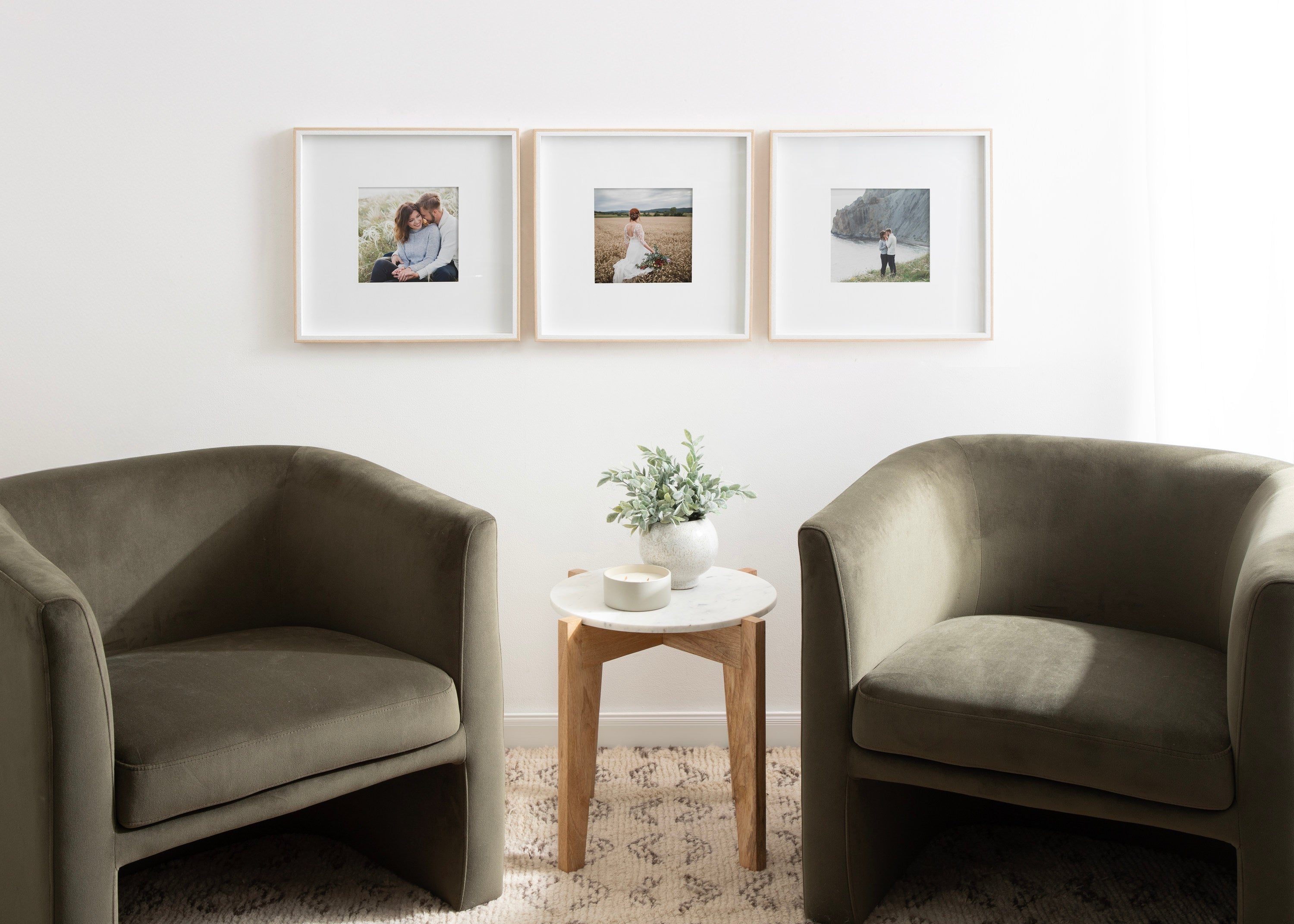 Wall Frame 16x16 matted to 8x8 White Natural 7