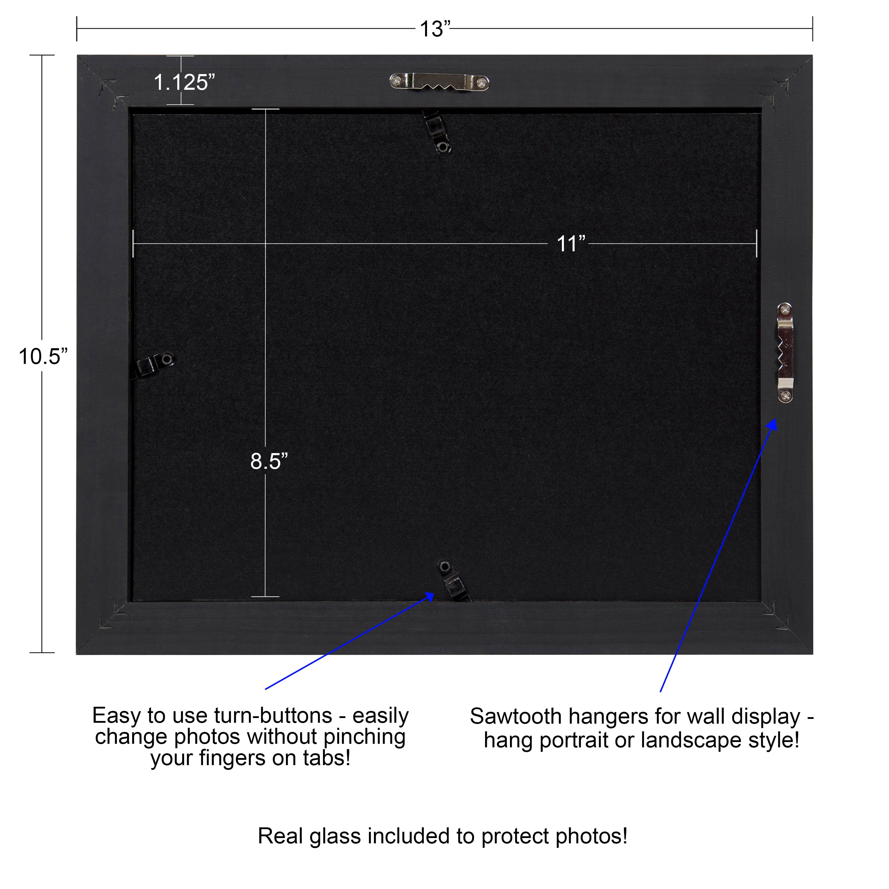 Document Frame Distressed Black 8.5x11 6