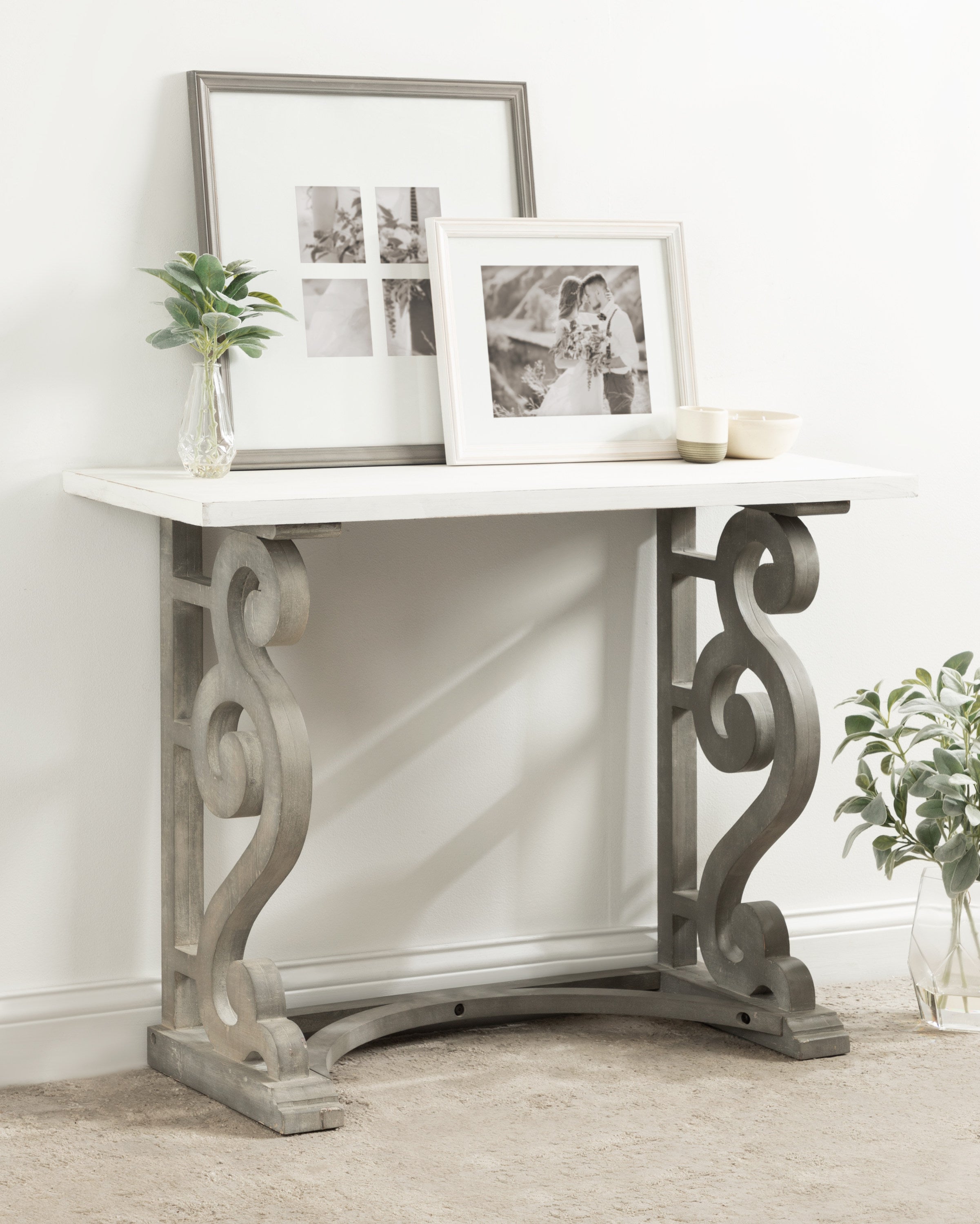 Console Table White Gray 42x14x30 6
