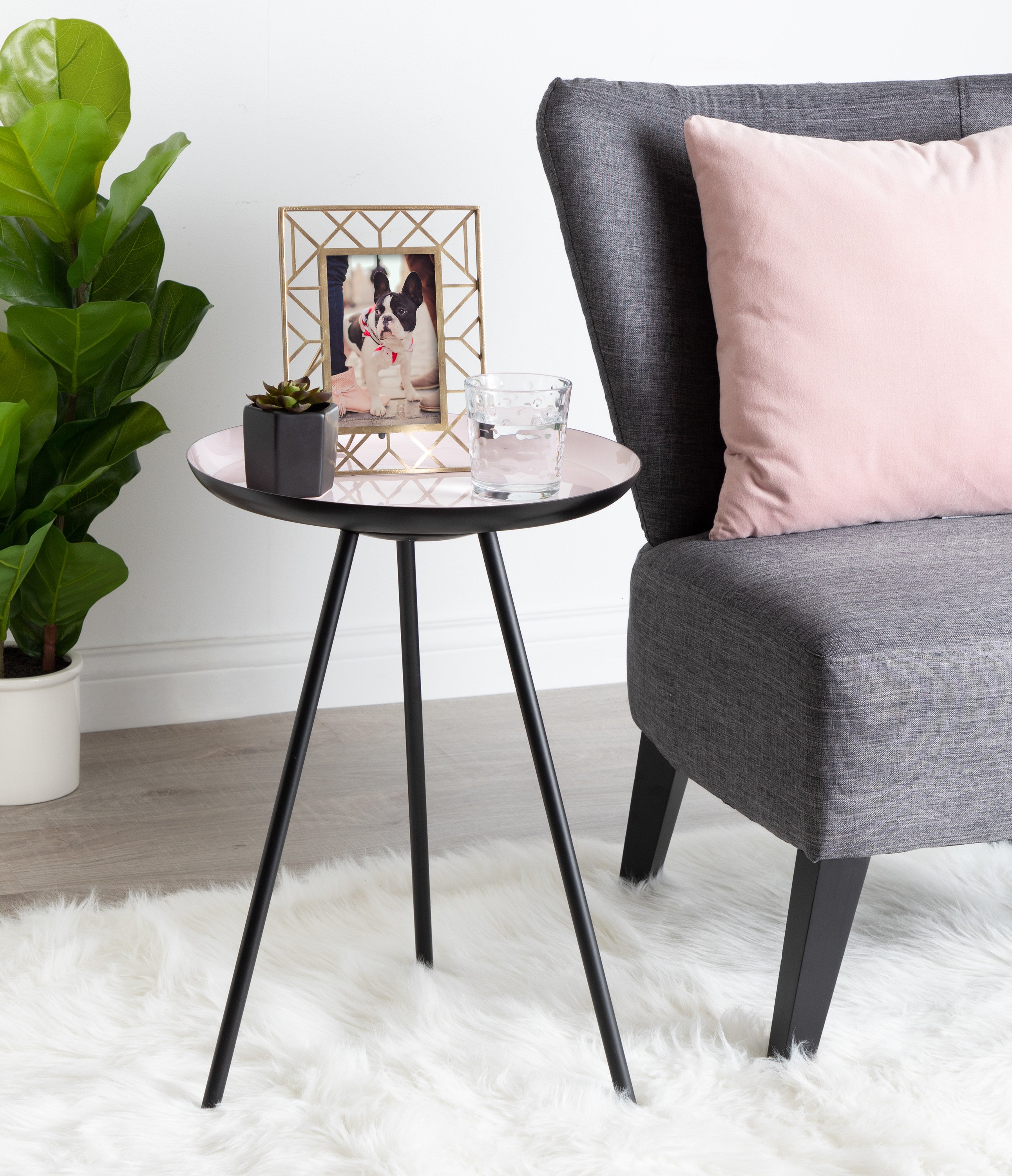 Side Table 15x15x22.5 Pink Black 5