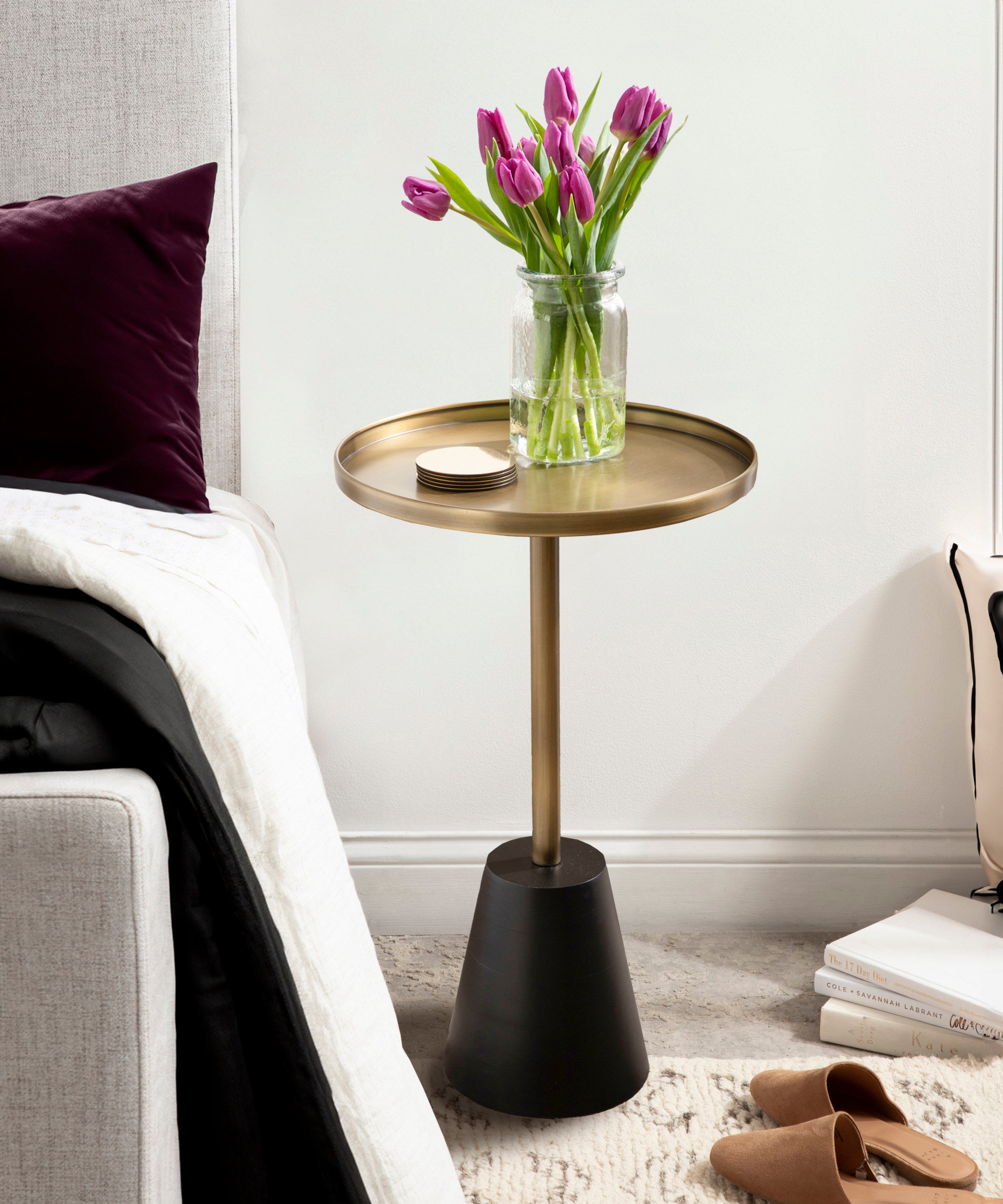 Side Table Gold Black 14x14x24 6
