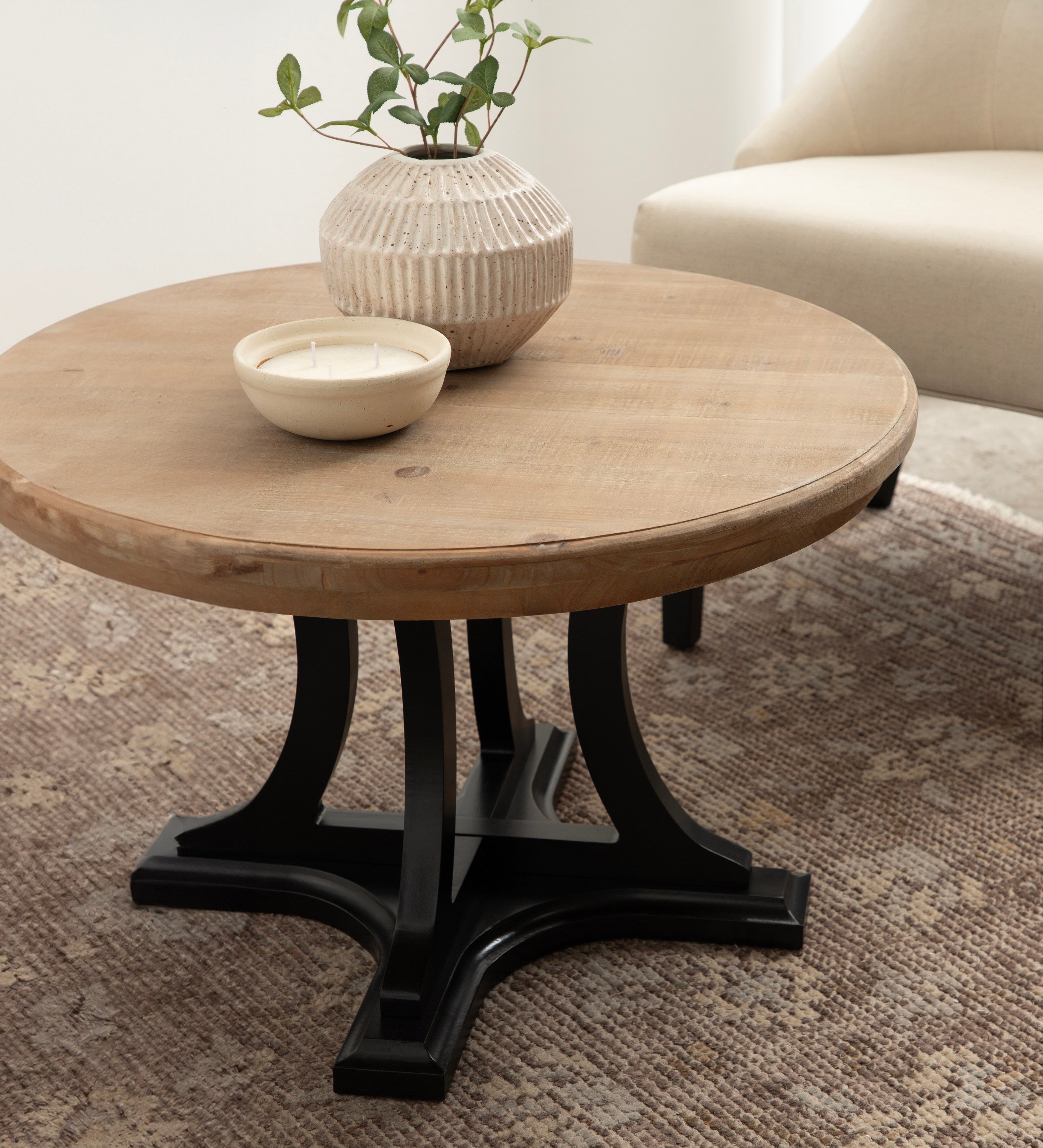 Coffee Table Rustic Brown Black 28x28x18 8