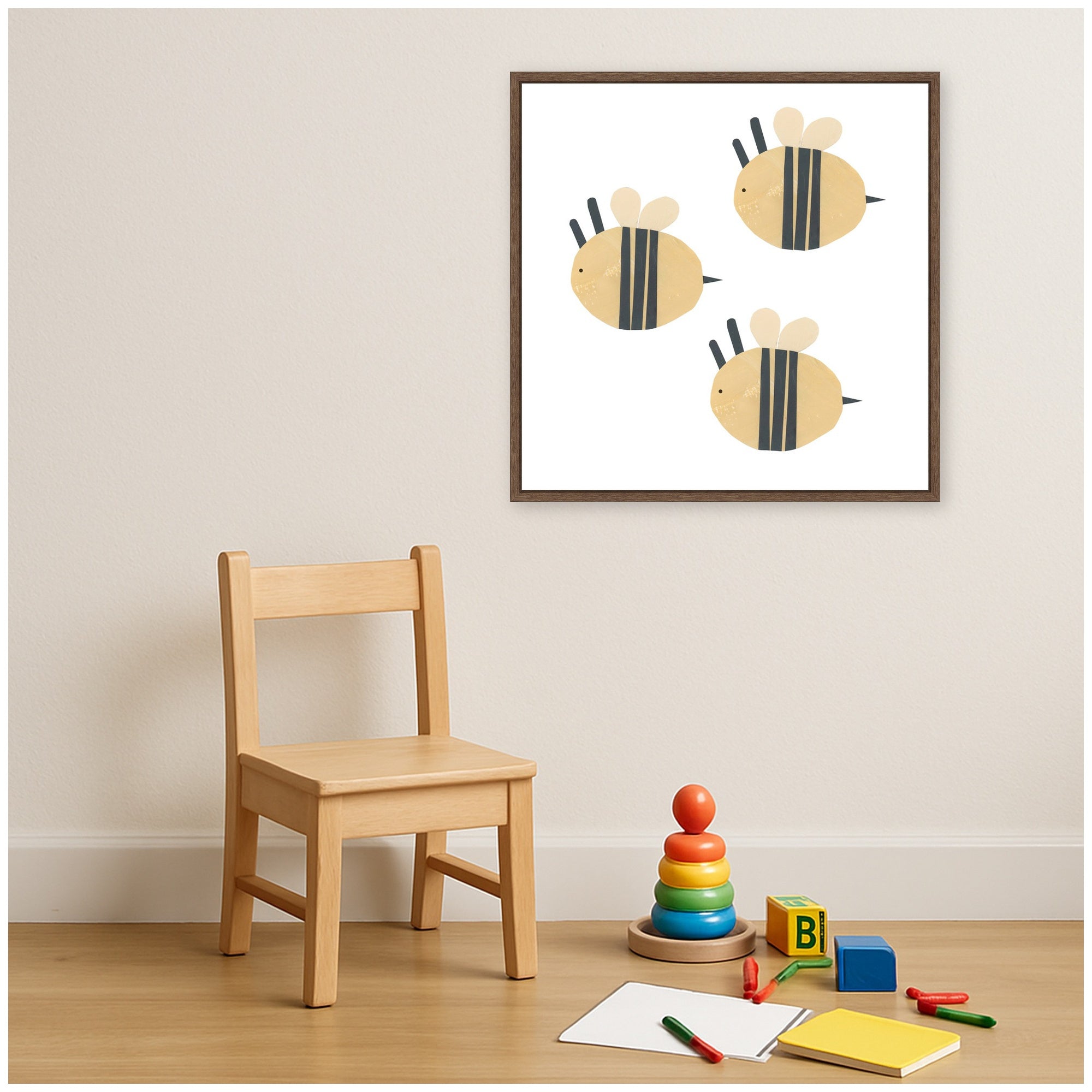 Buzzing Bees by Alicia Abla Framed Canvas Wall Art Print