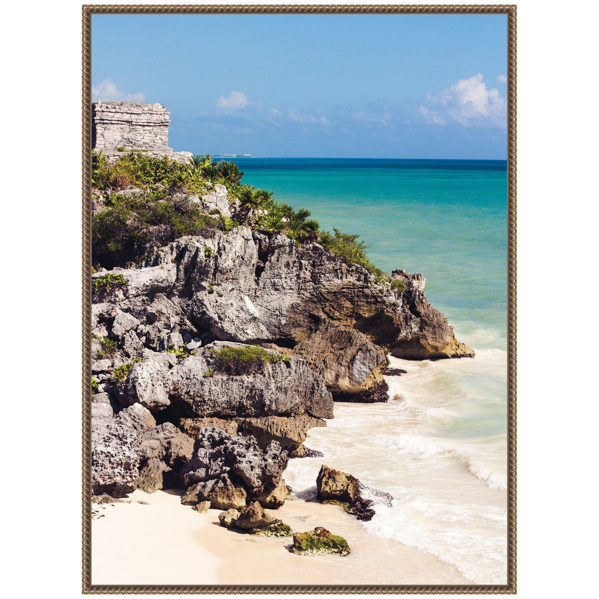 Sylvie Tulum Ruins Mexico Seascape Framed Canvas by Stephanie Klatt