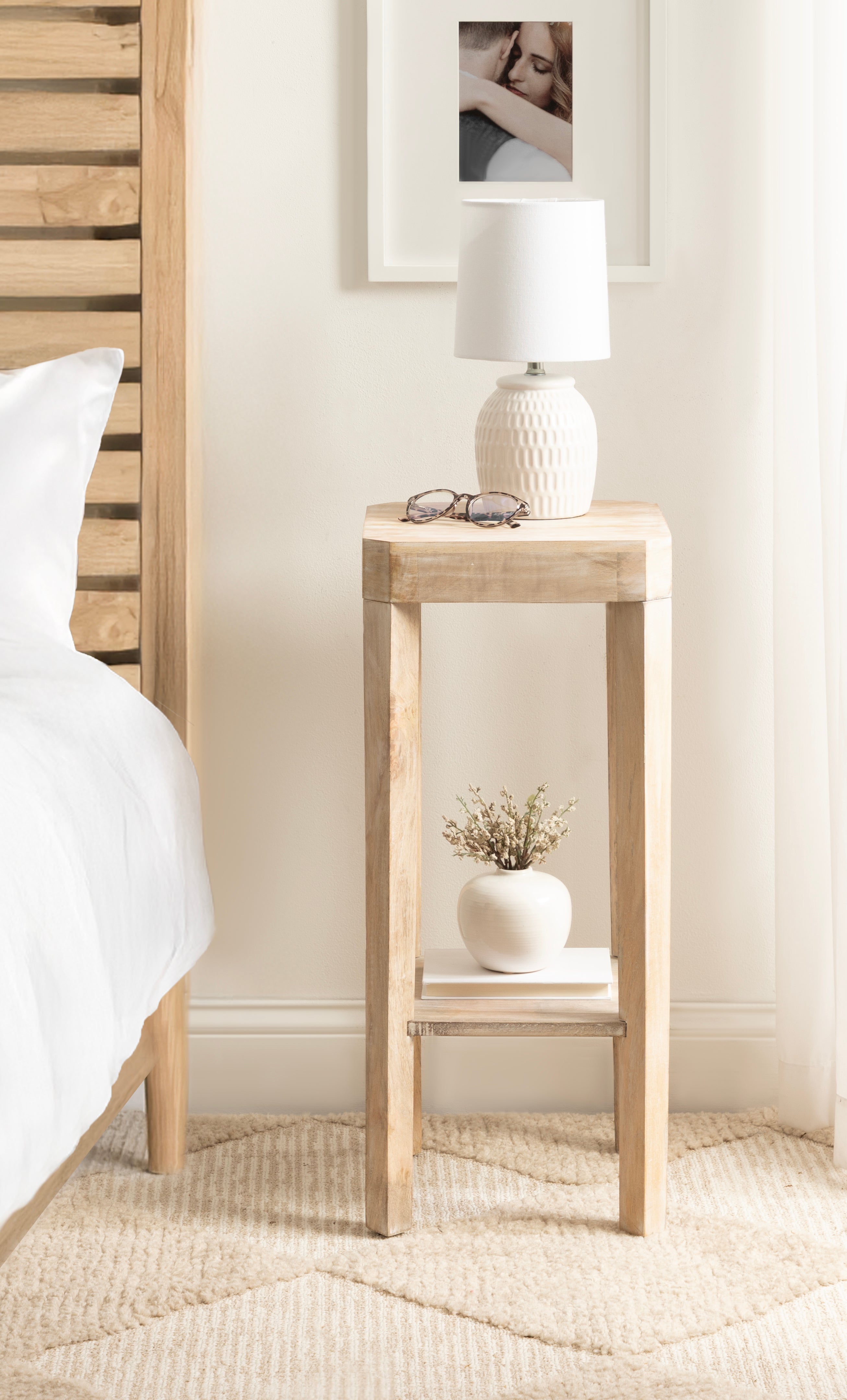 Side Table Natural Beige 12x12x28 8
