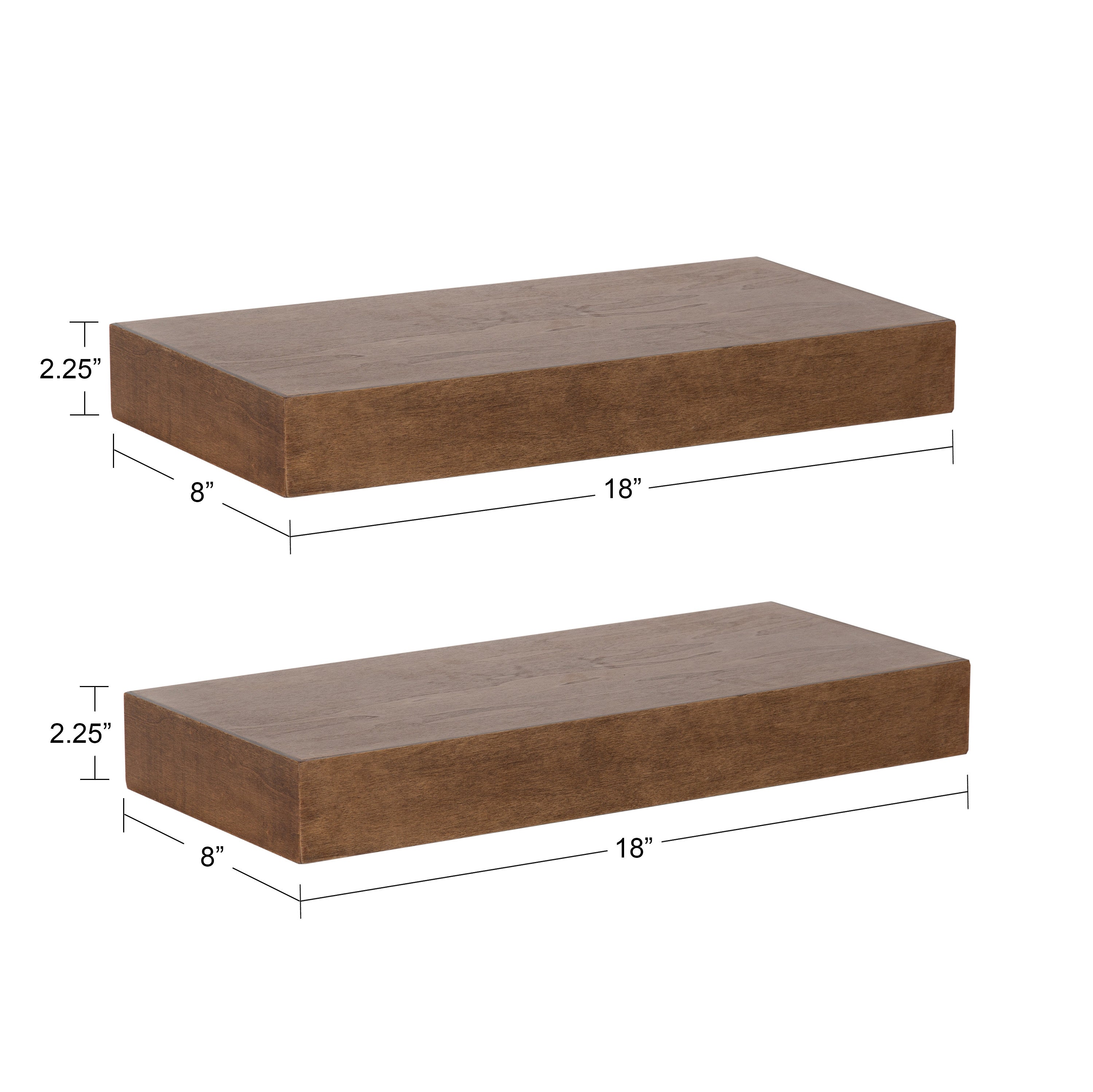 Floating Shelf 2 Piece 18 Inch Rustic Brown 2