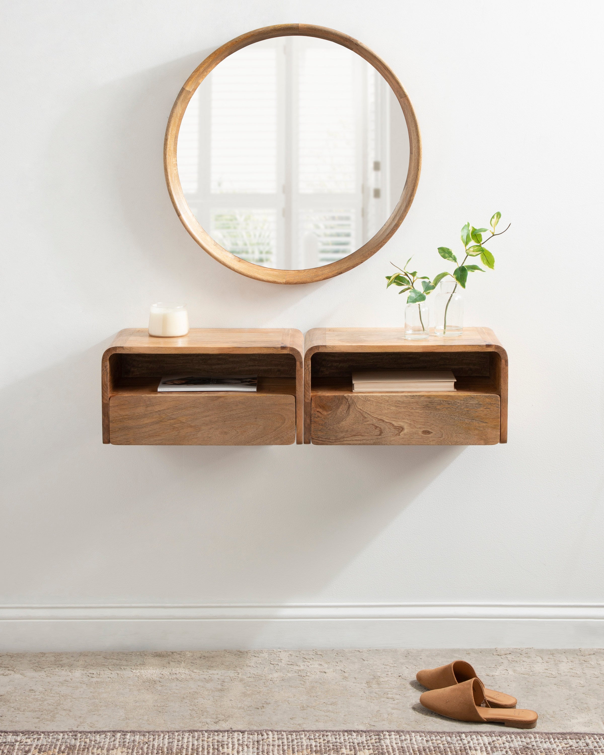Floating Side Table Natural 18x10x9 8