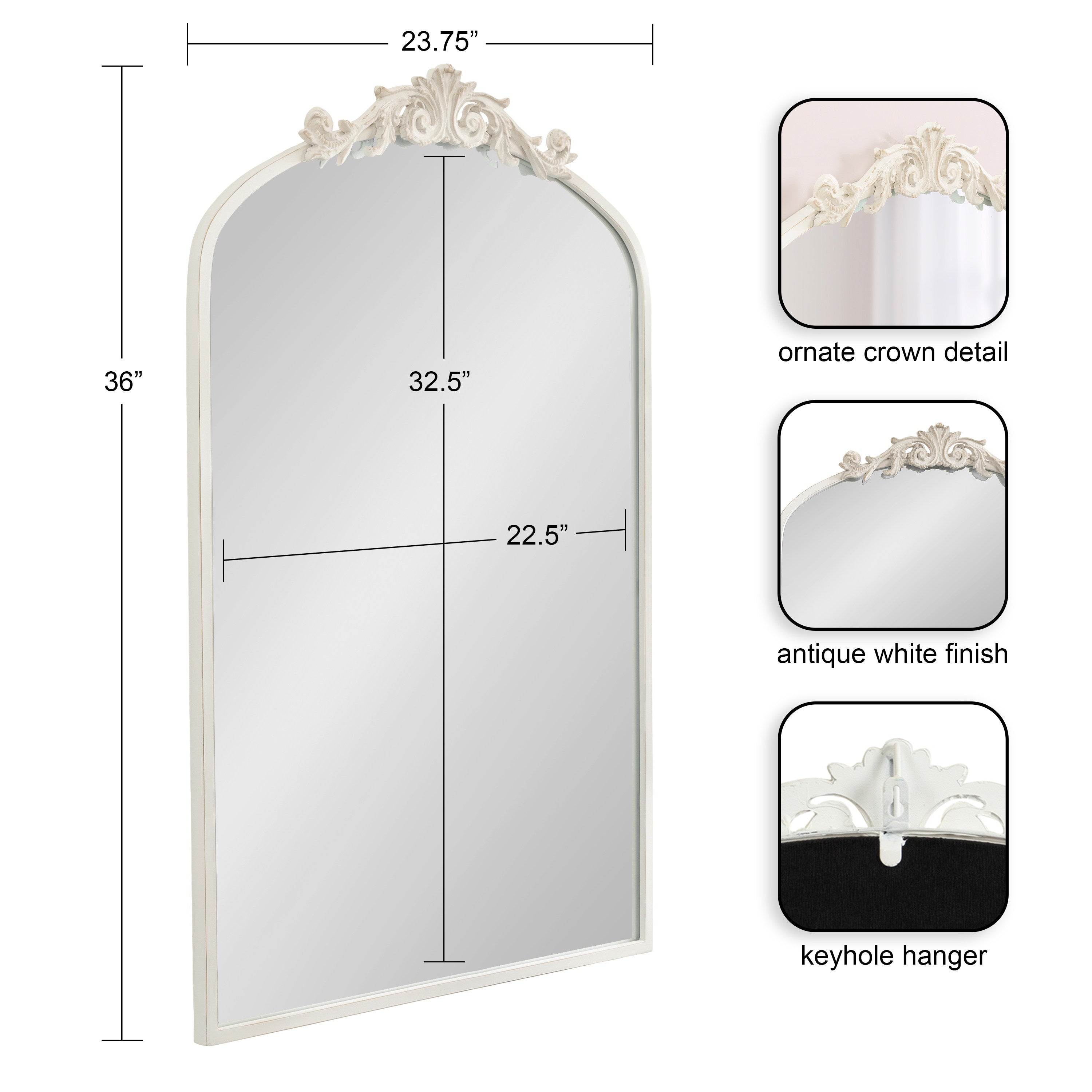 Arch Mirror 24x36 White 2