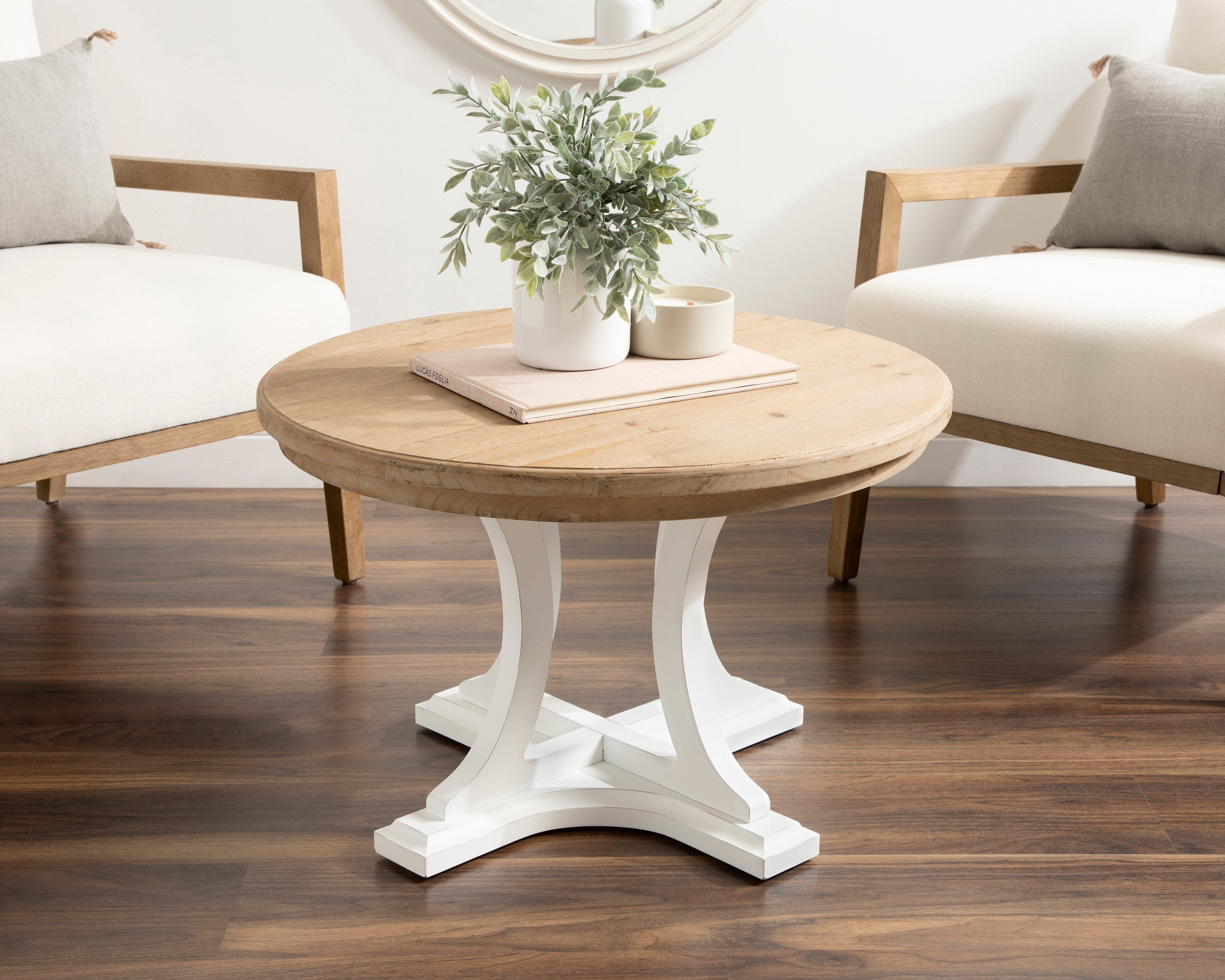 Coffee Table Rustic Brown White 28x28x18 7