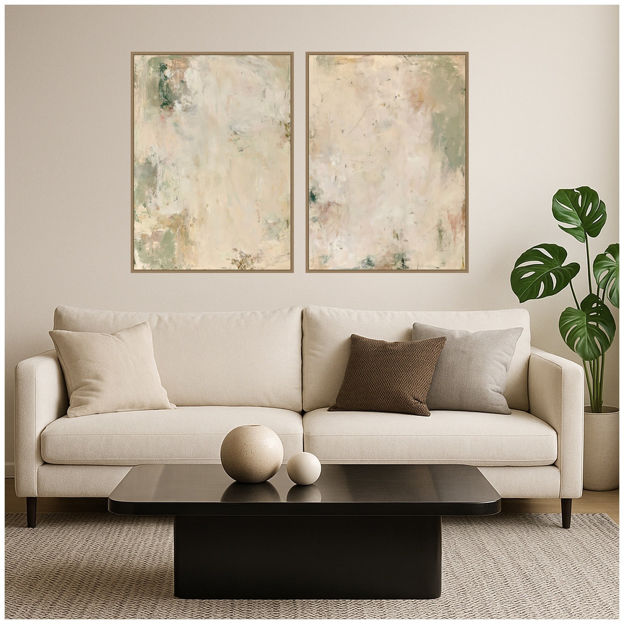 Framed Canvas Sylvie Dark Gold 2 Piece Set 28x38 6