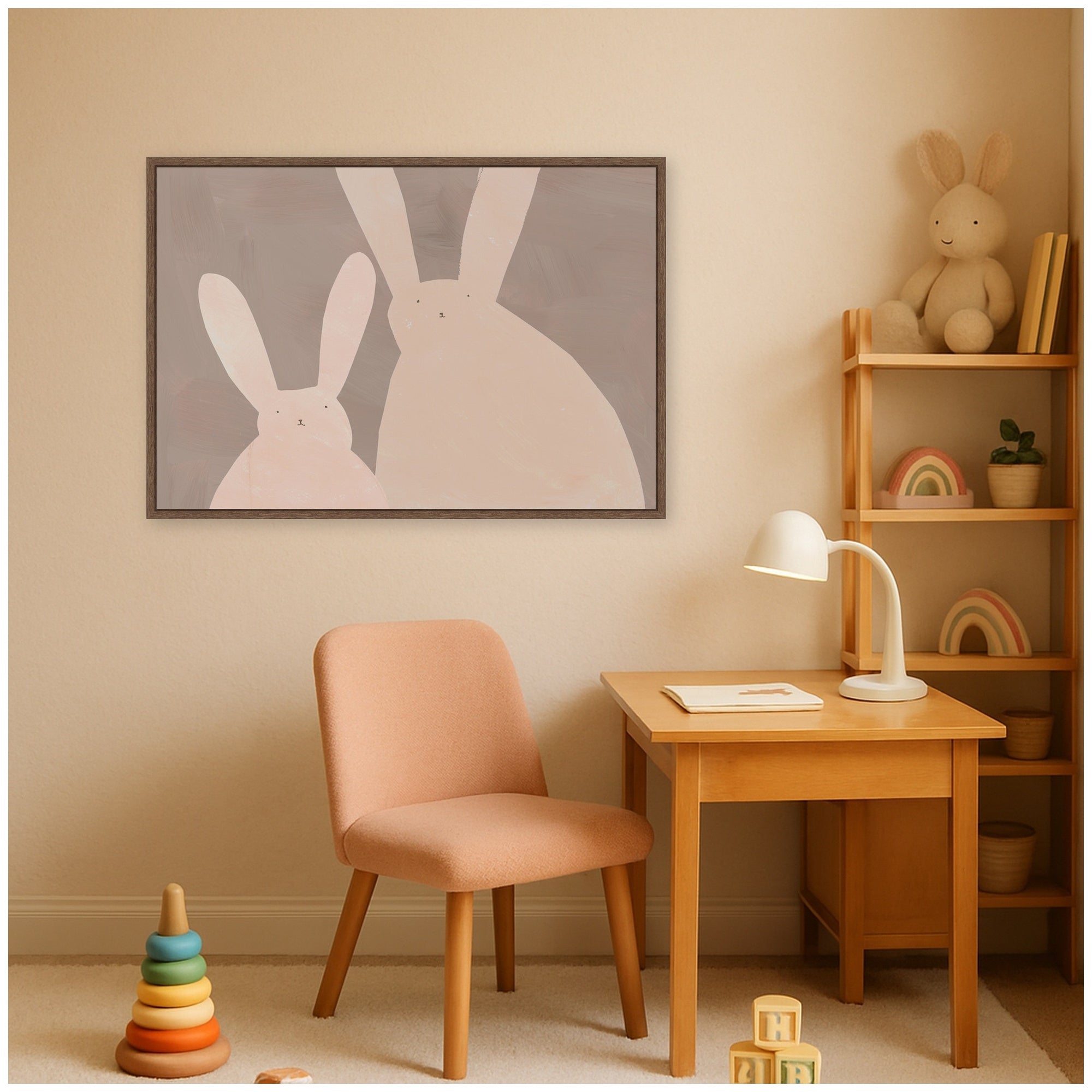 Bunny Mama and Baby II by Alicia Abla Framed Canvas Wall Art Print