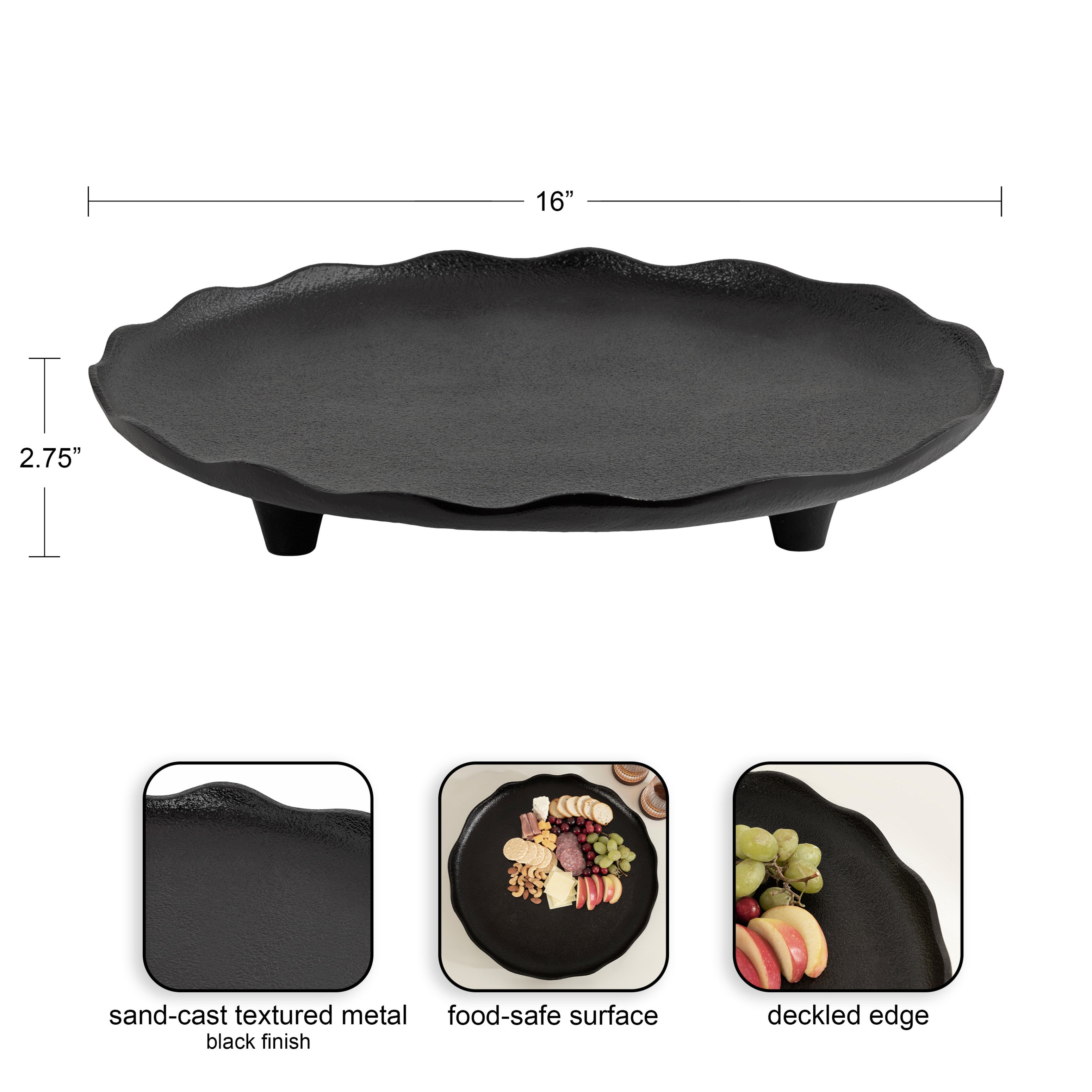 Serving Tray 16" Diameter Black 2
