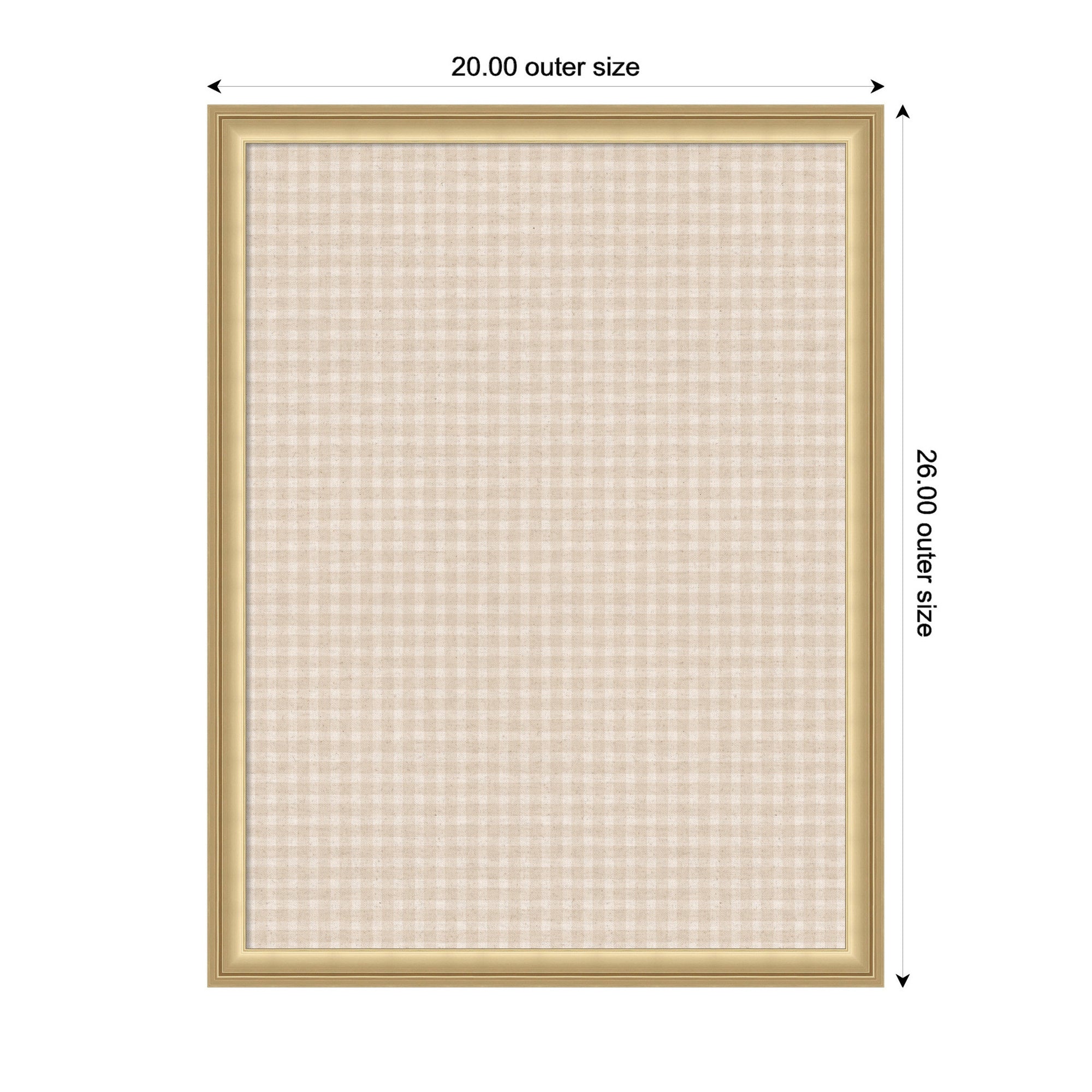 Framed Fabric Pinboard Mini Gingham Neutral Linen Wall Organization