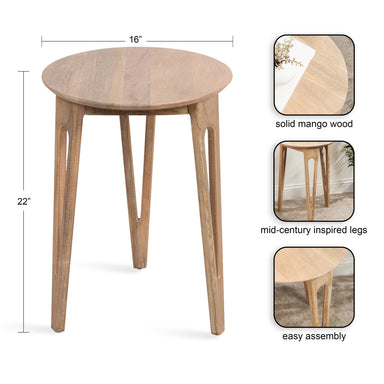 Side Table Natural Beige 16x16x22 2