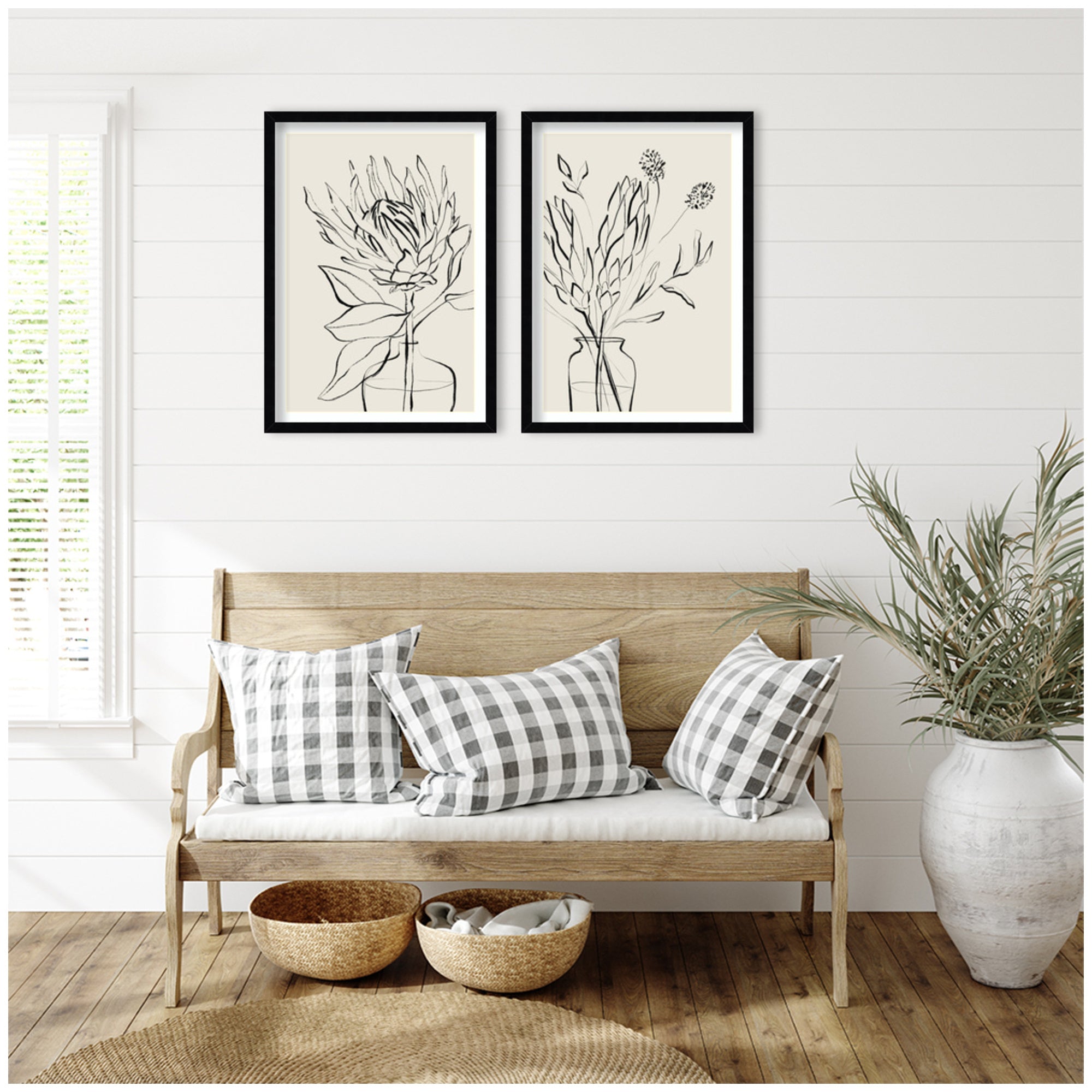 SB Protea Sketch No. 1 & No. 2 2 Piece Framed Wall Art Print Set by Sara Berrenson
