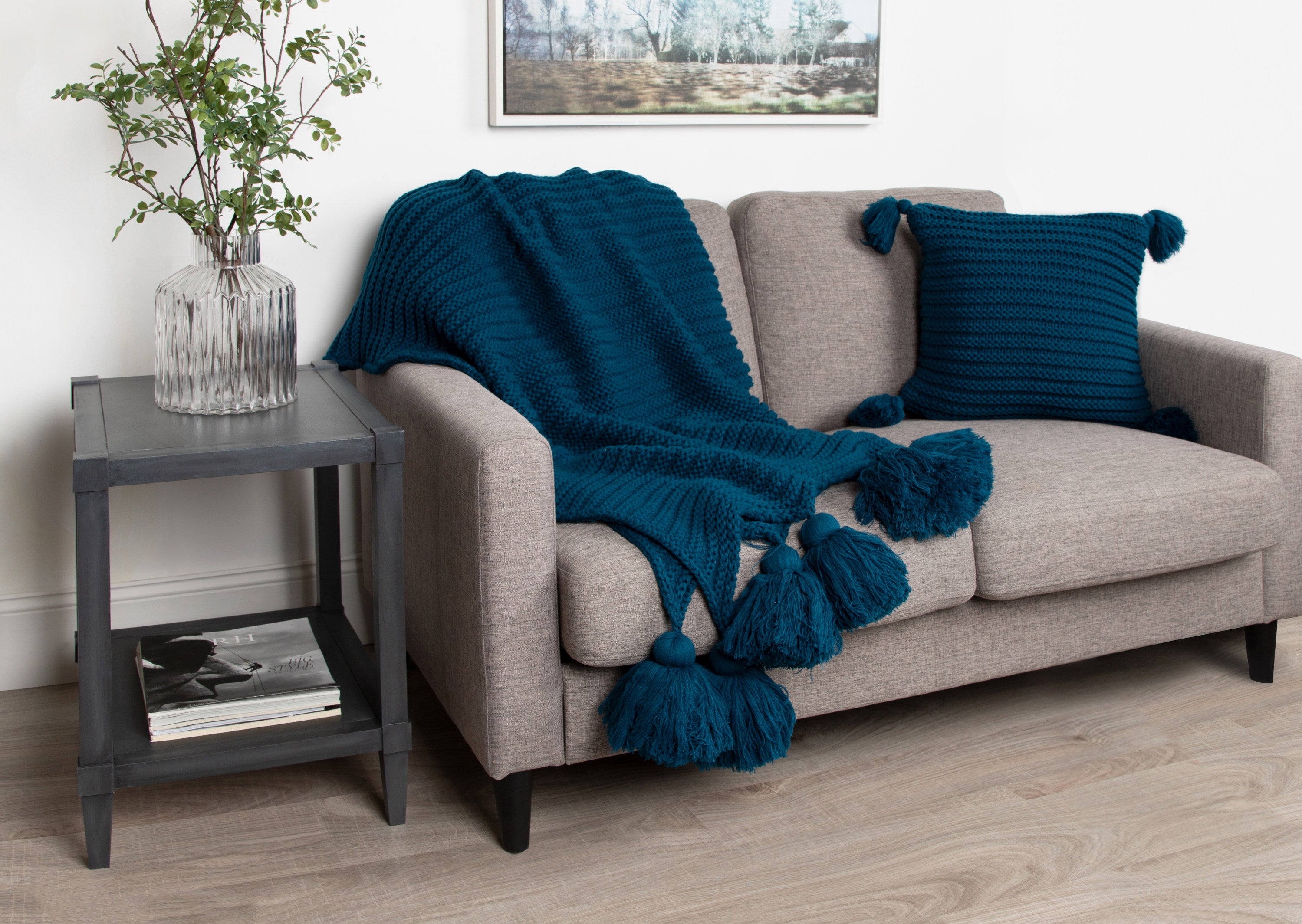 Tassey Large Knit Pillow Cover with Tassels