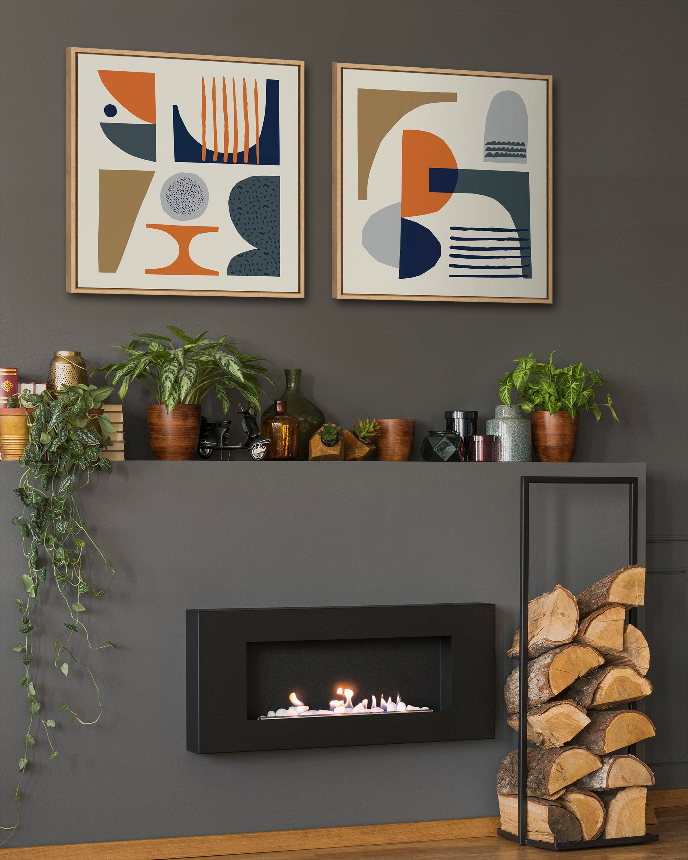 Sylvie Abstract Mid Century Framed Canvas by Rachel Lee of My Dream Wall