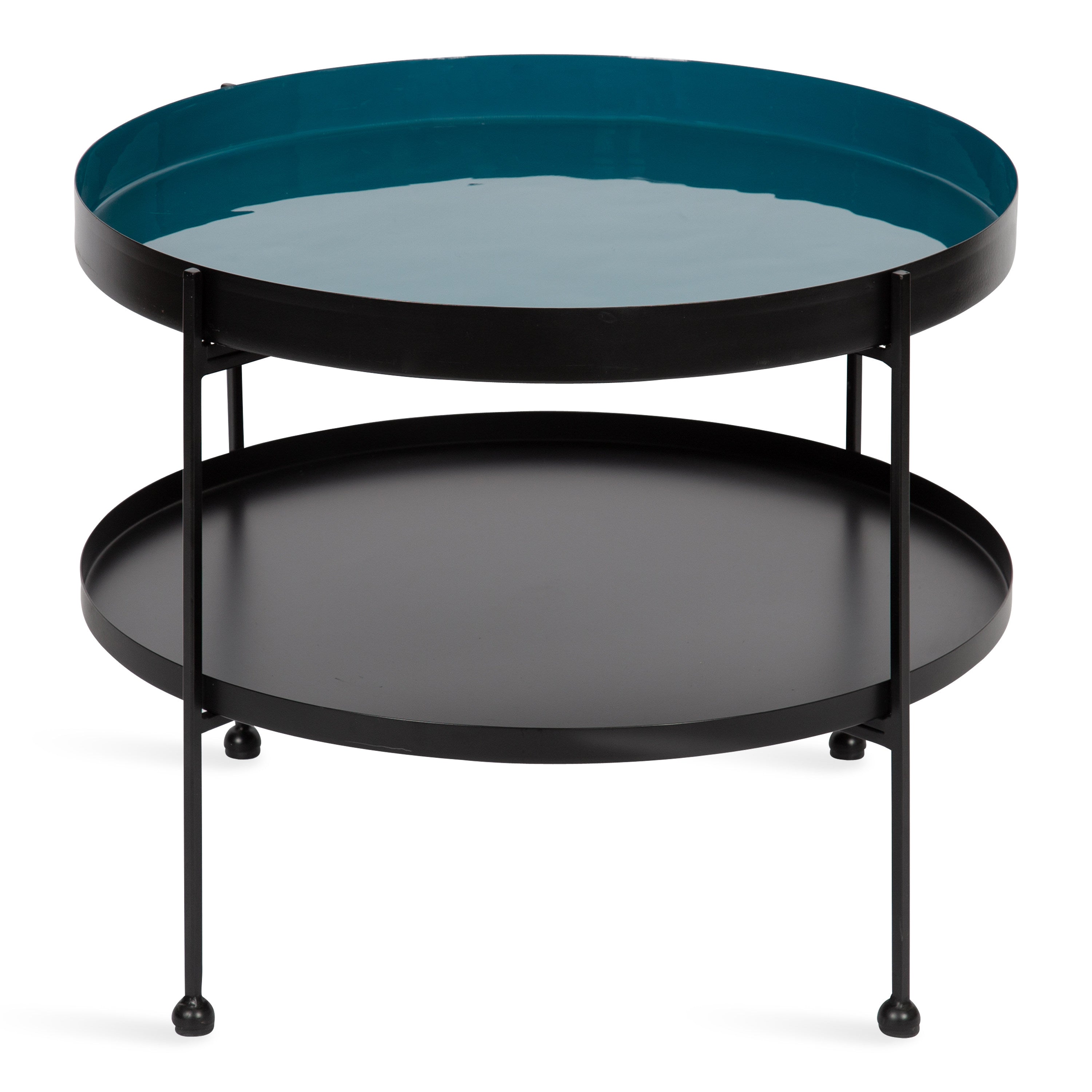Coffee Table 26" Diameter Teal Black 3