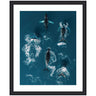 Framed Art School of Humpback Whales in the Blue Ocean by Michael Schauer