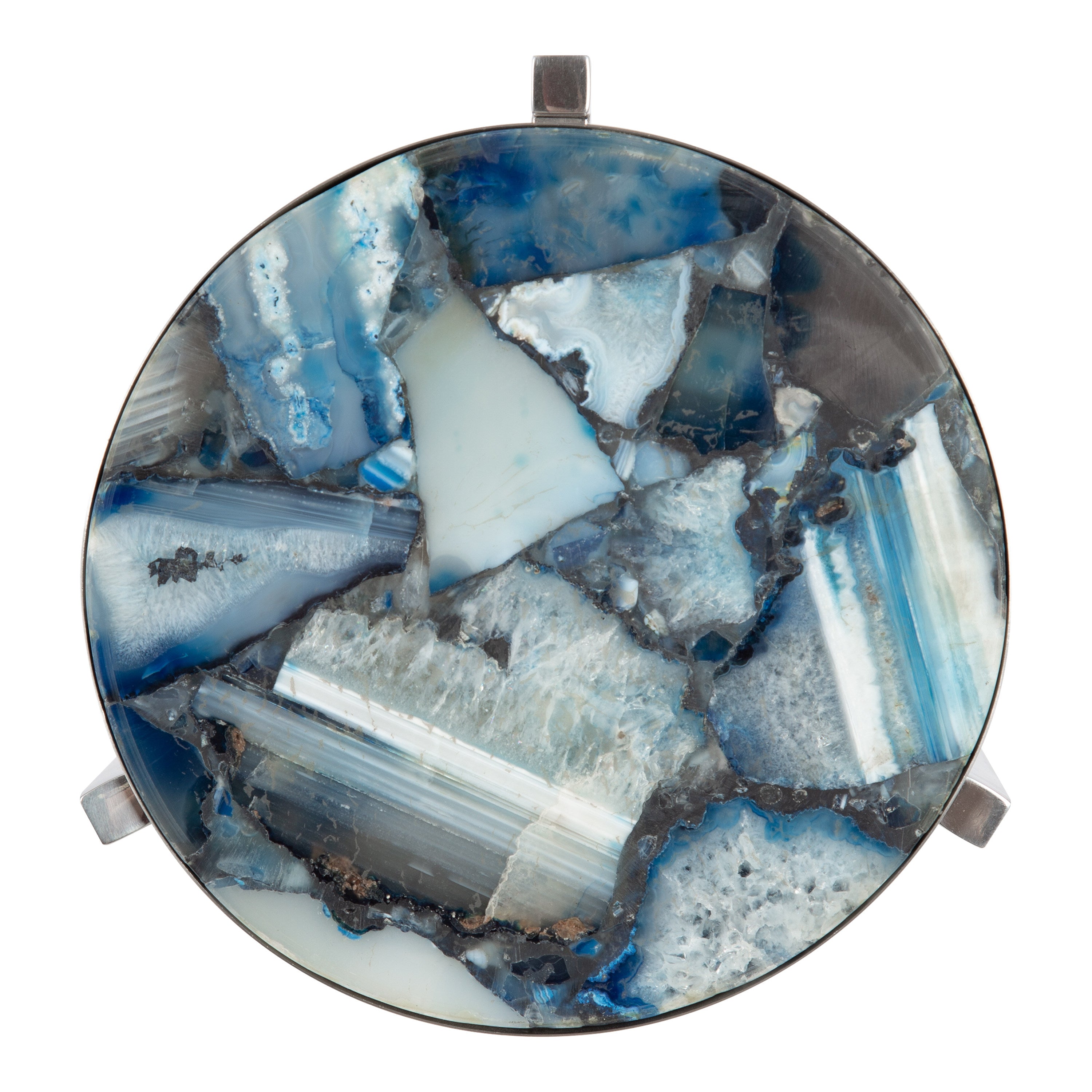 Drink Table Blue Silver 9x9x23 5