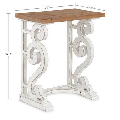 Side Table Rustic Brown White 24x14x28 2