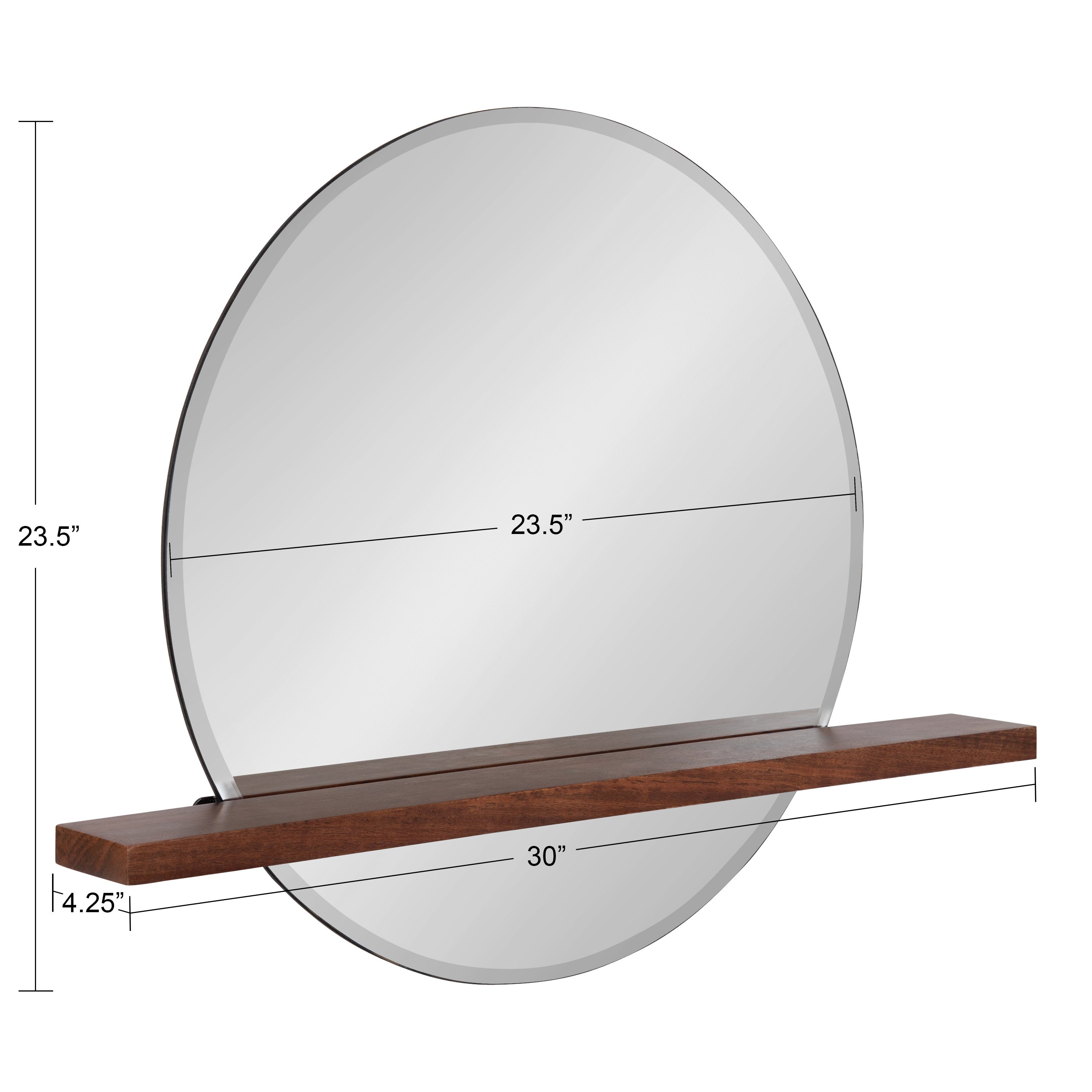 Fosset Round Frameless Mirror with Shelf