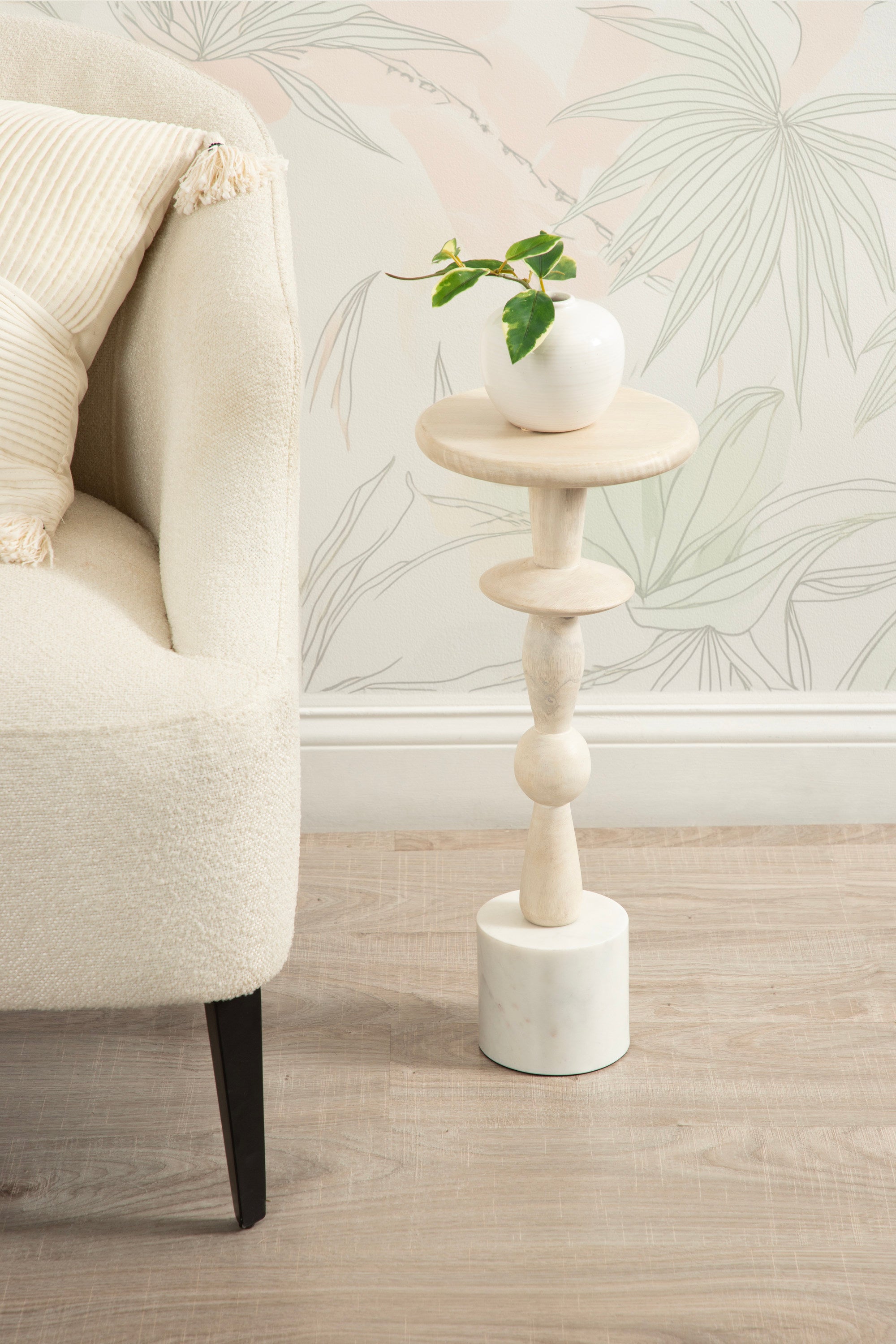 Drink Table White Natural 9x9x22 8