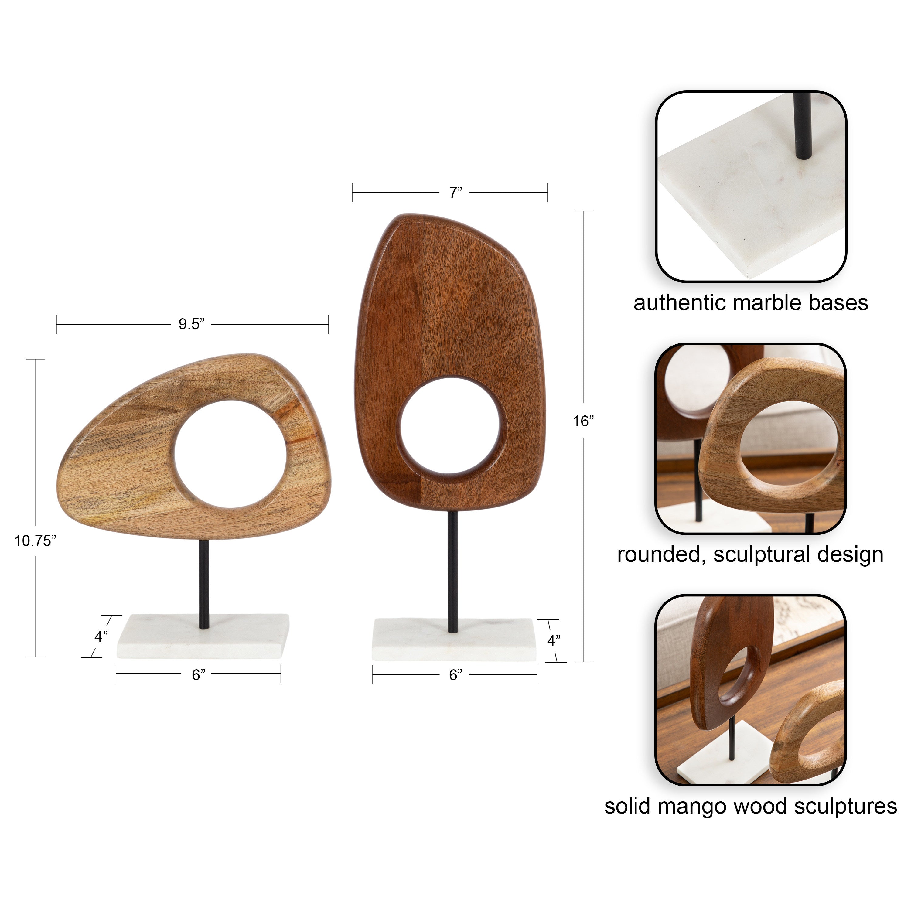 Yoakes Wood and Marble Art Sculptures