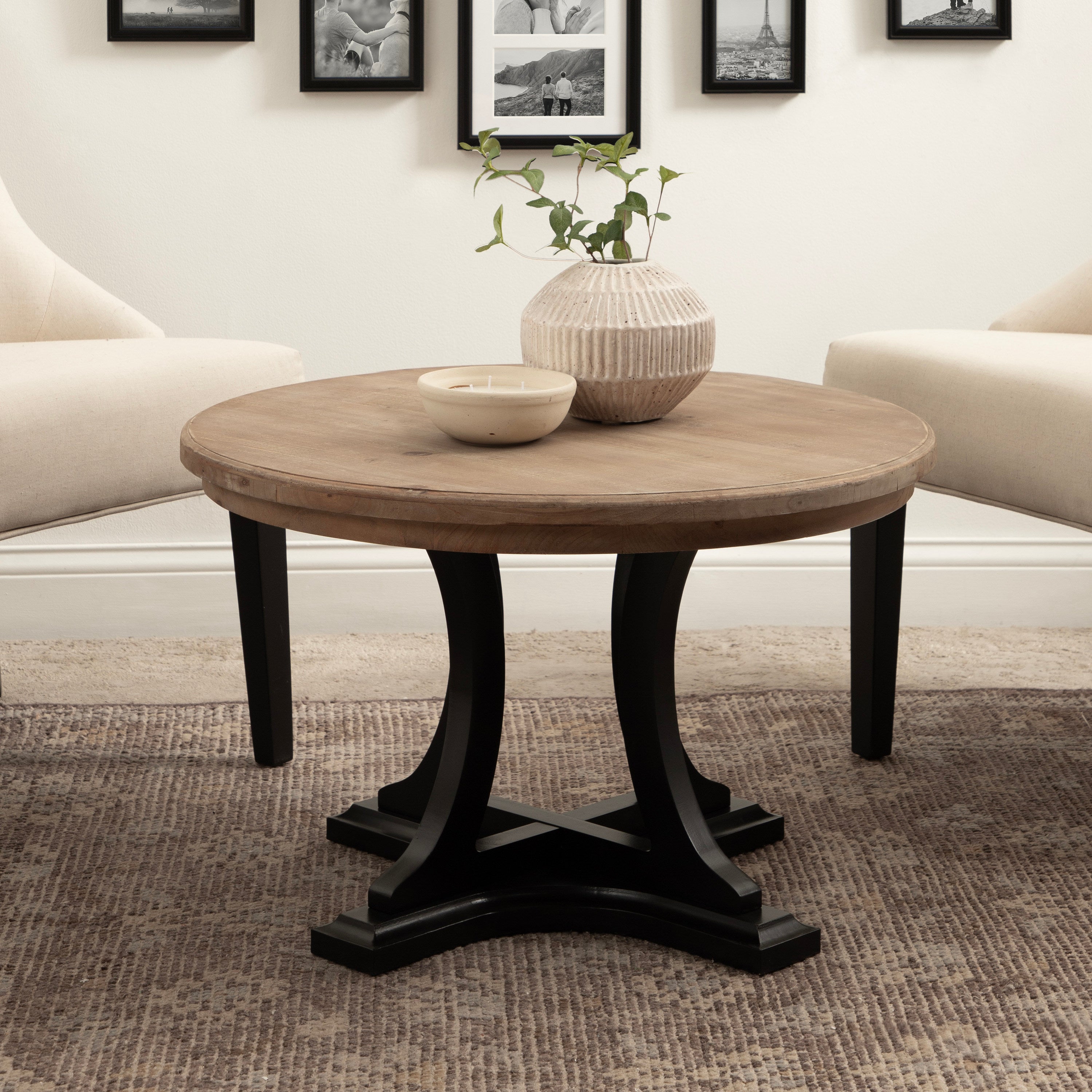 Coffee Table Rustic Brown Black 28x28x18 7