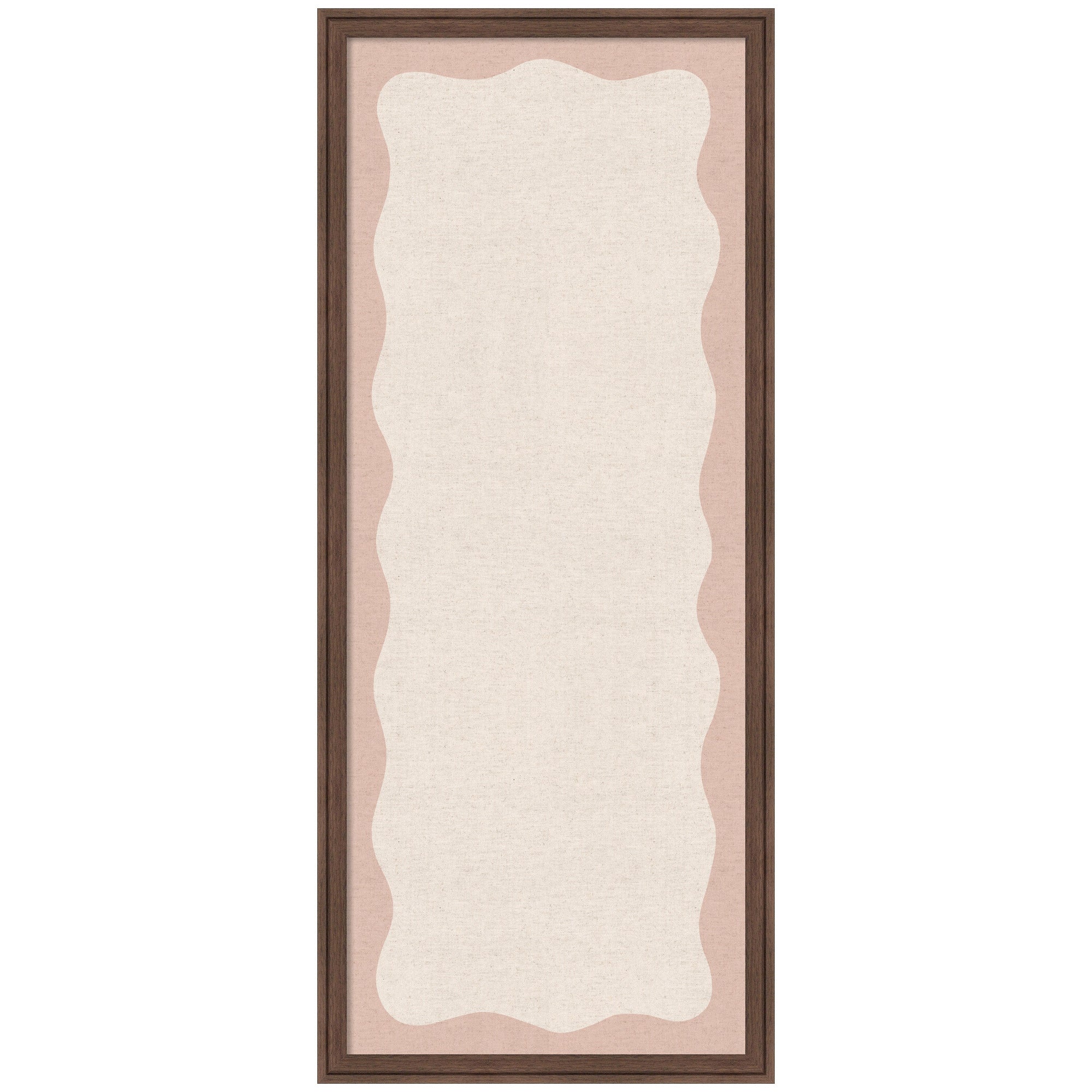 Framed Fabric Pinboard Wavy Linen Light and Pink Wall Organization