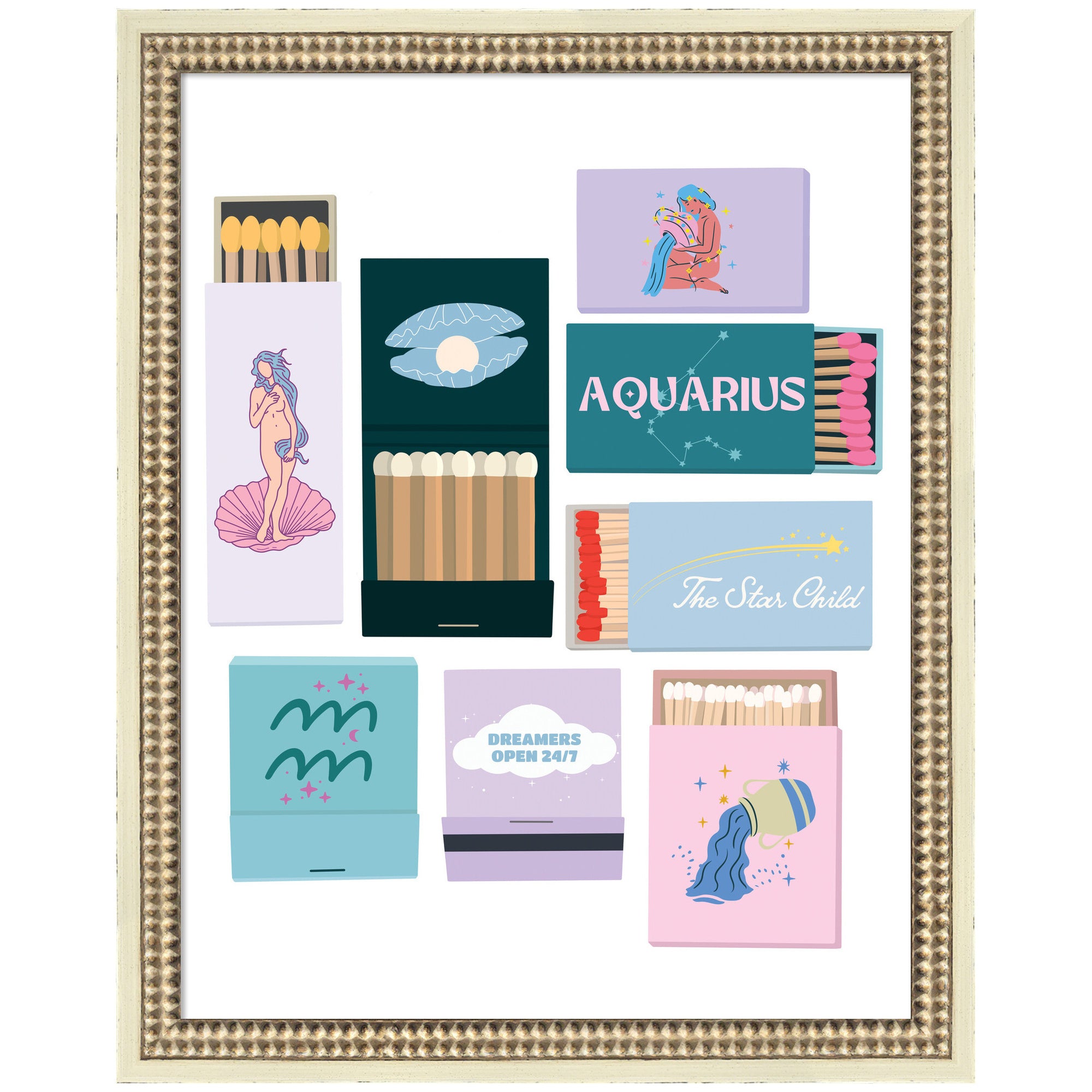 Aquarius Matchbooks 14x18 FC by Megan Ryan Framed Wall Art Print