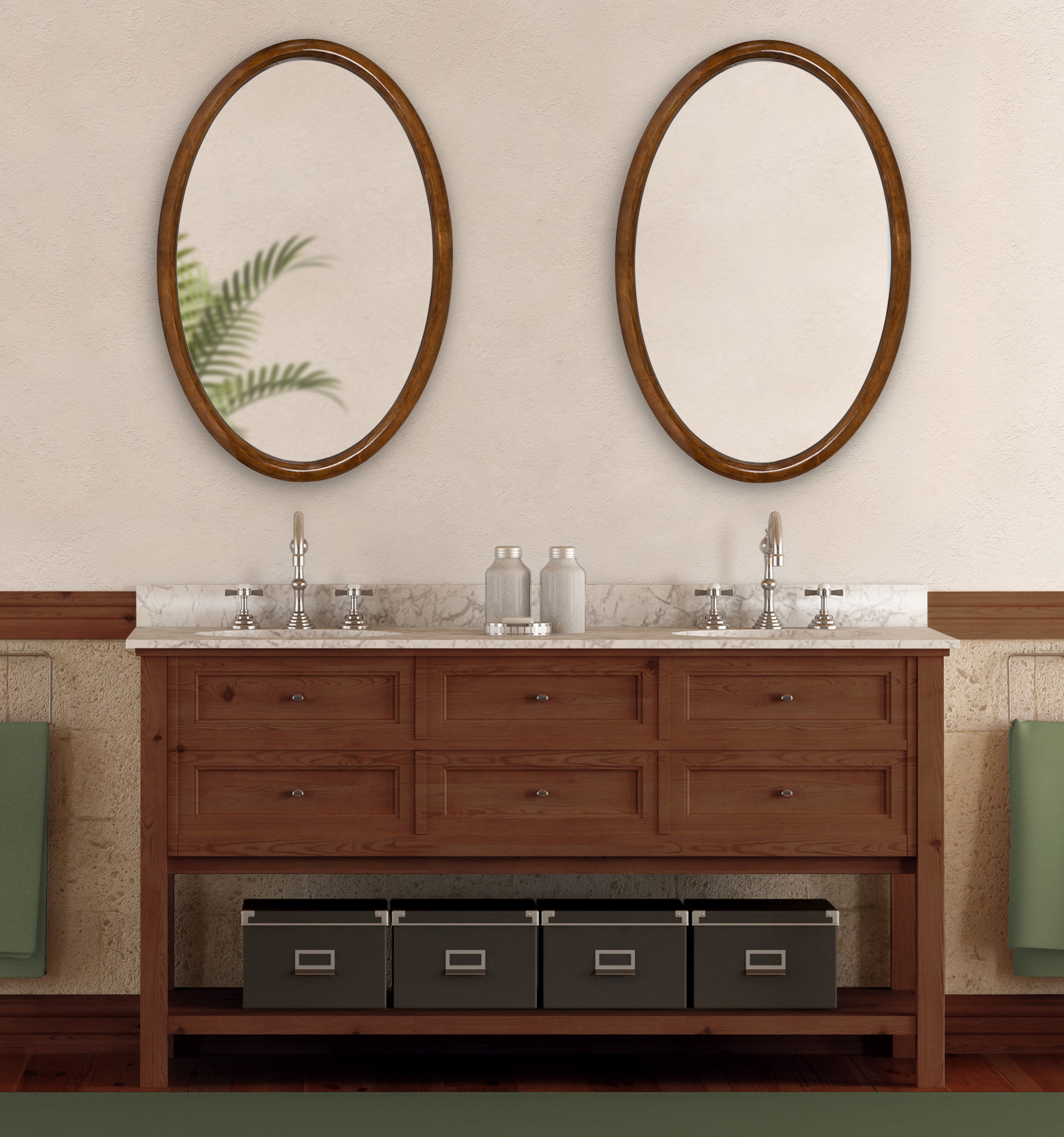 Pao Curved Framed Wood Wall Mirror
