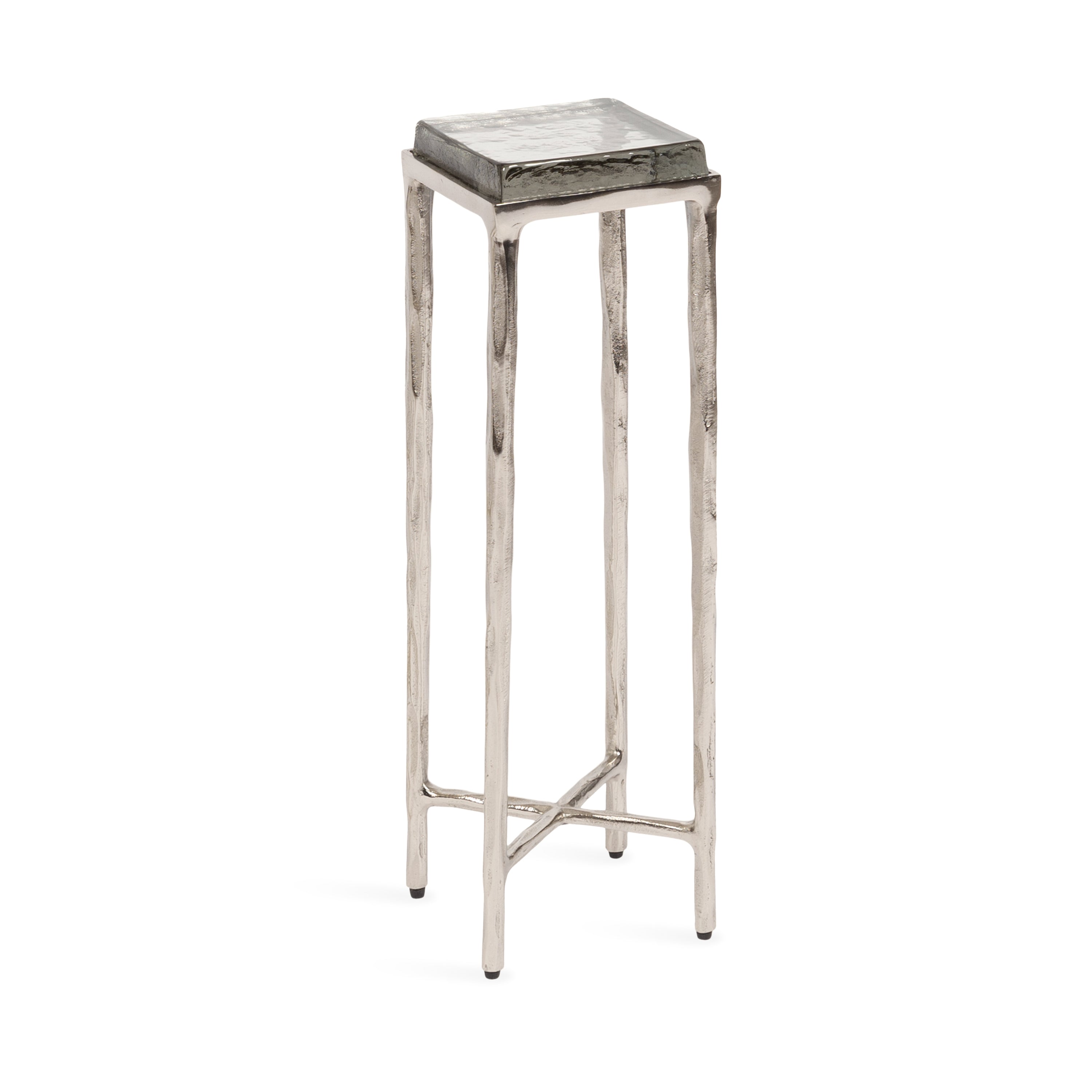 Drink Table Clear Silver 7x7x22 1