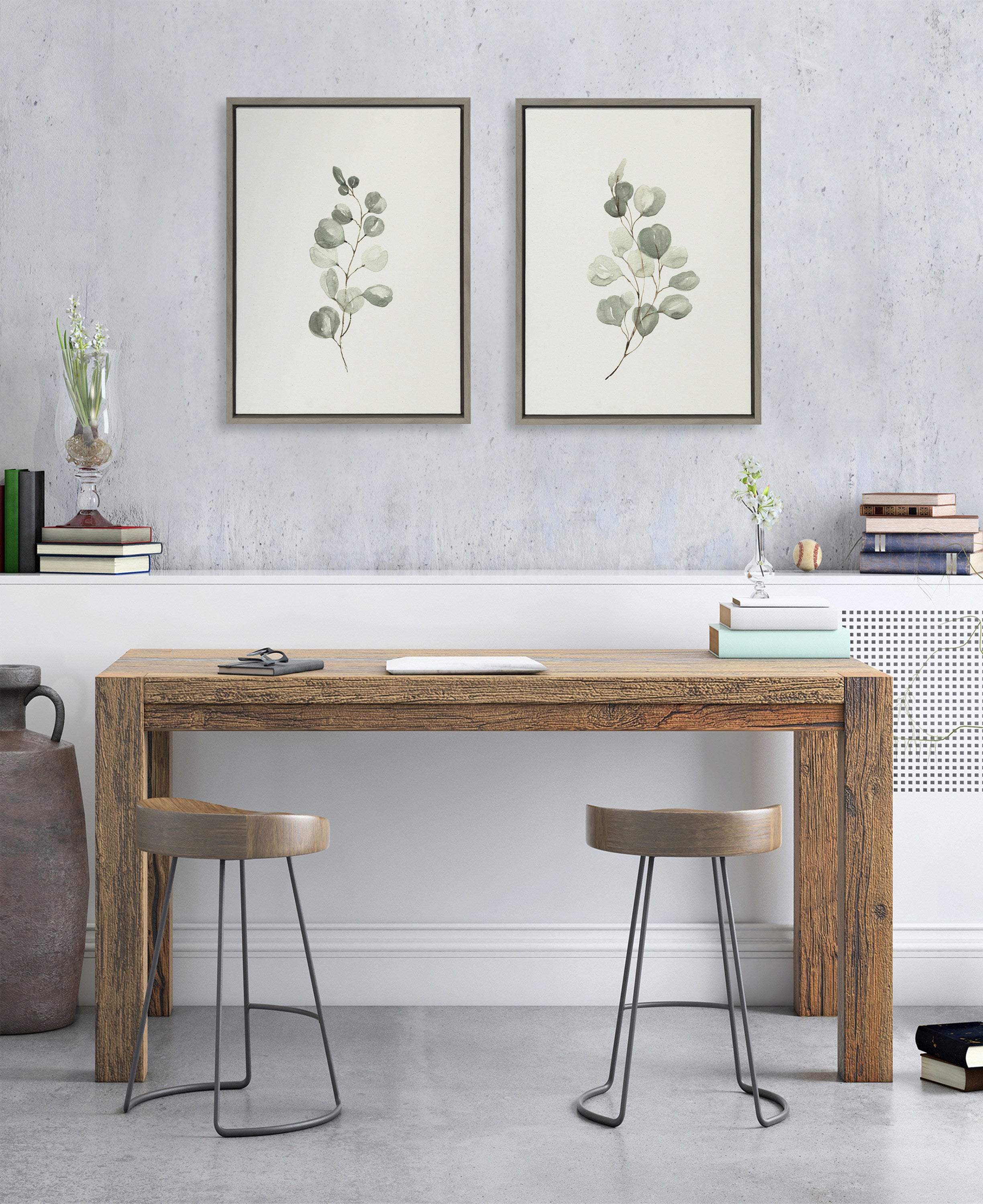Sylvie Eucalyptus Framed Canvas Set by Maja Mitrovic of Makes My Day Happy