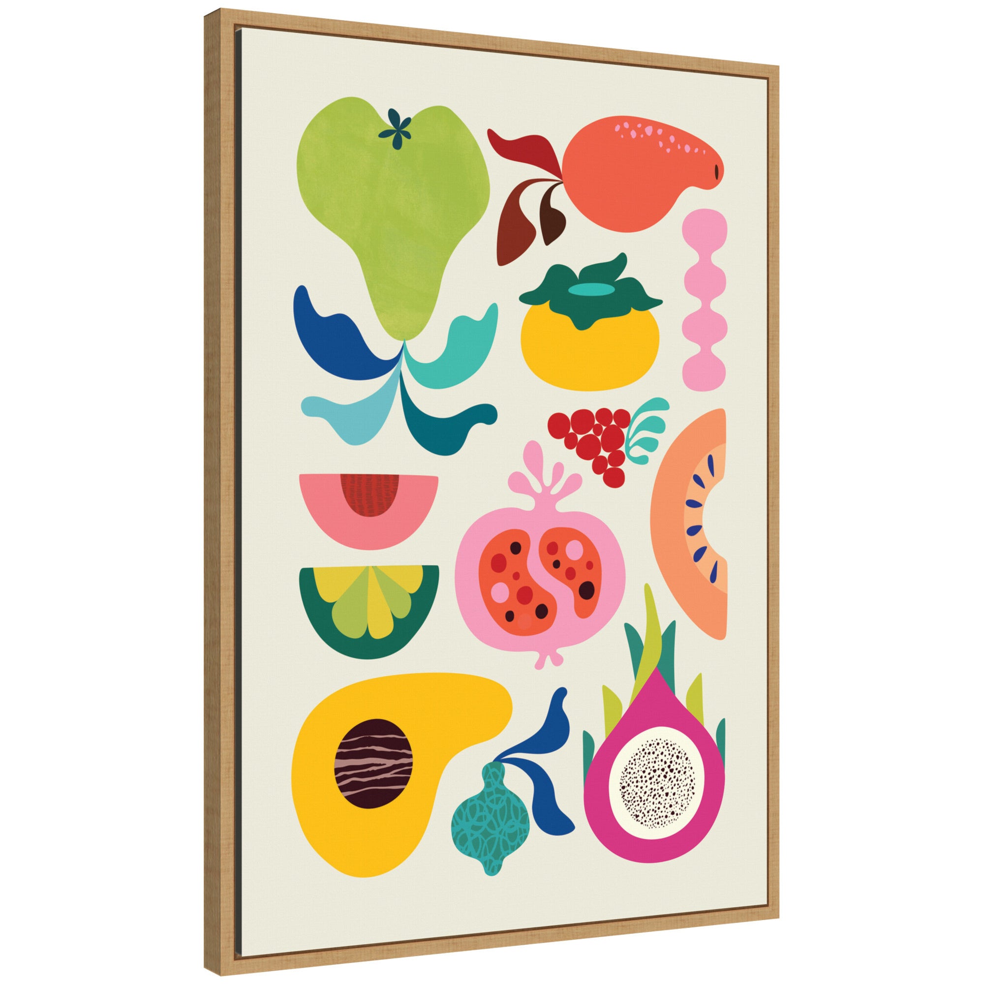 Sylvie Modern Colorful Abstract Fruits Framed Canvas by Rachel Lee