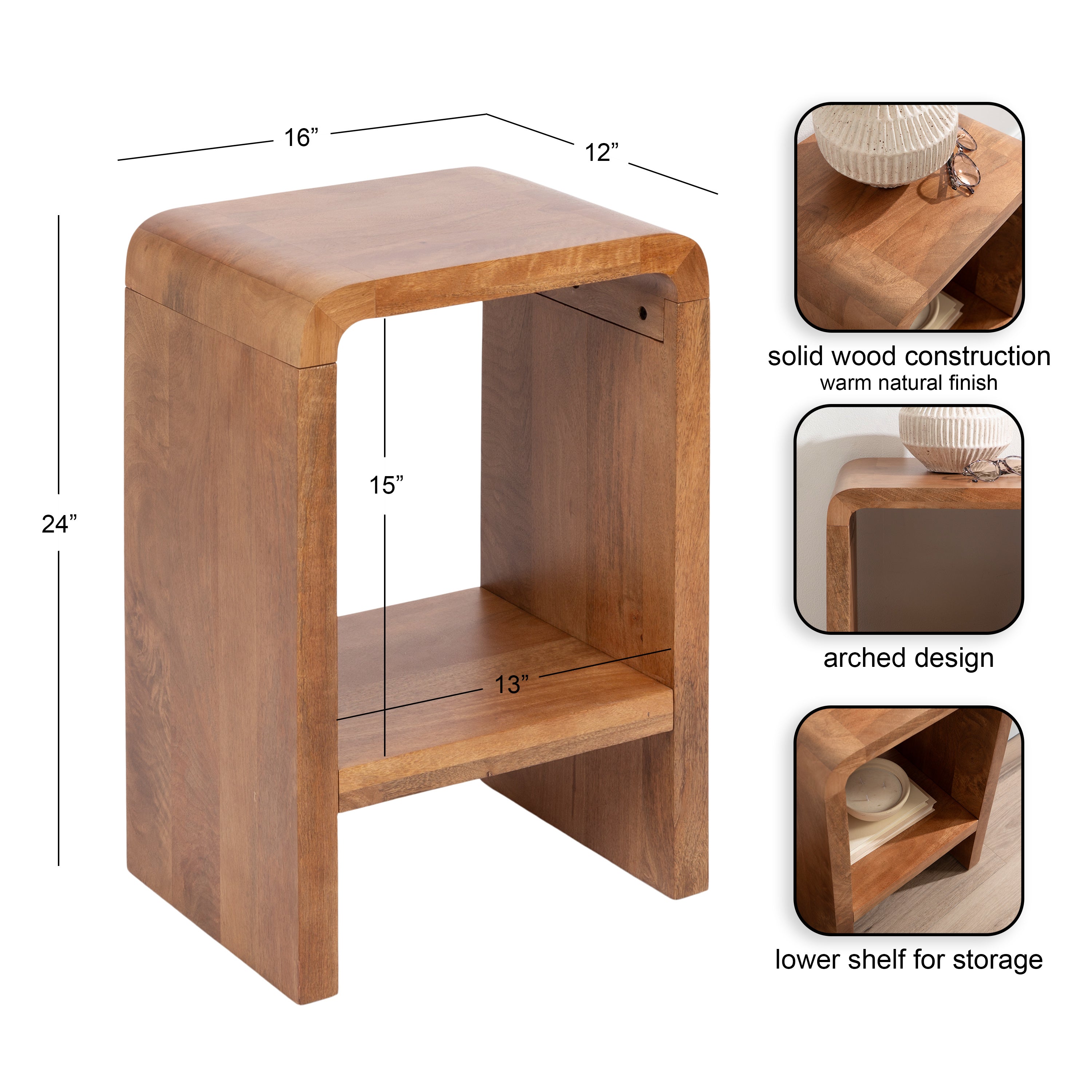 Side Table Natural Honey 16x12x24 2