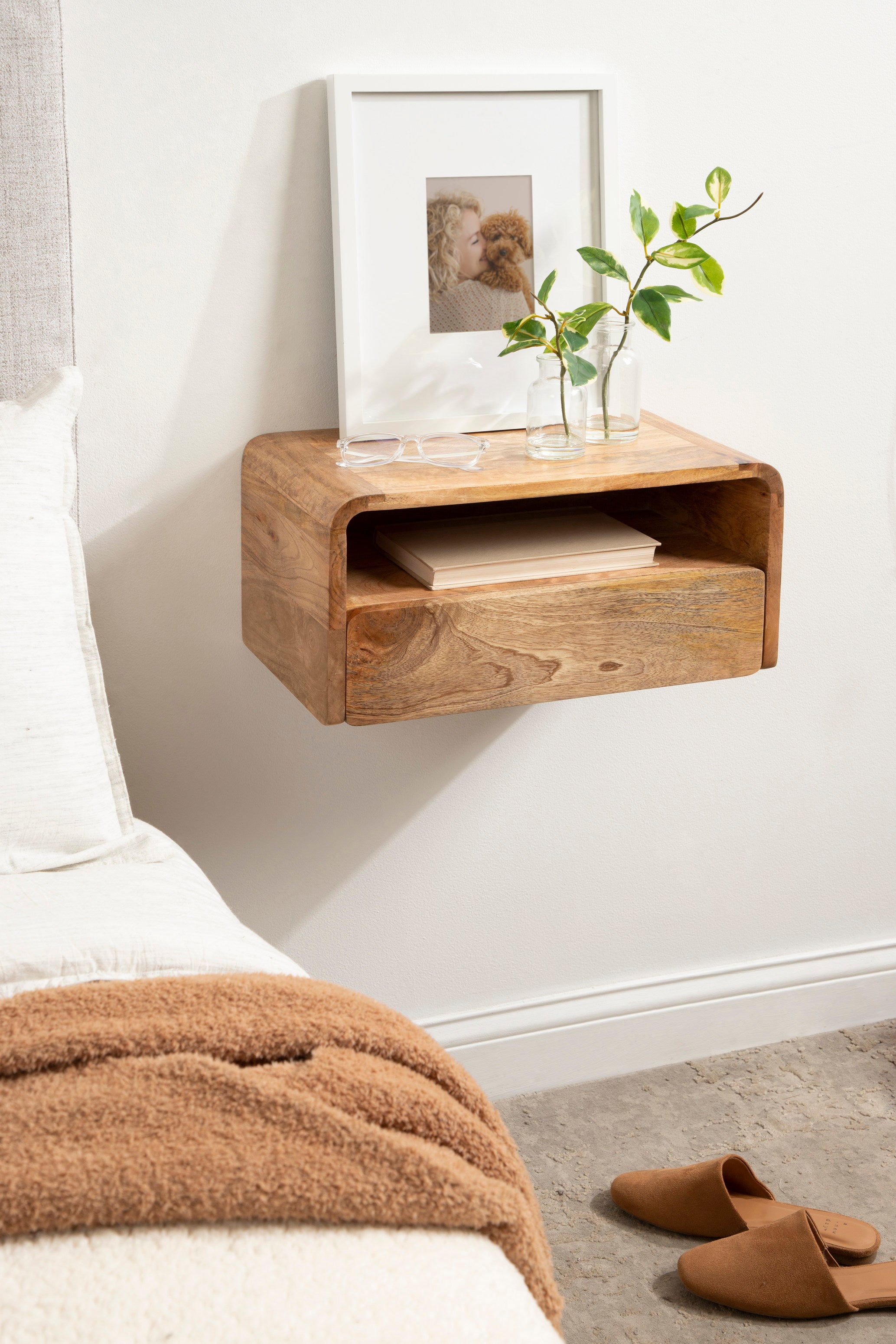 Floating Side Table Natural 18x10x9 7