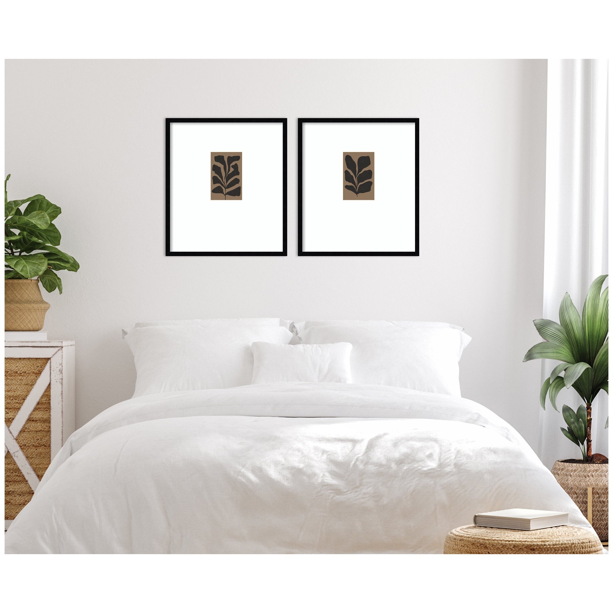 Floral Silhouette 01 & 02 2 Piece Framed Wall Art Print Set by Gabrielly Guedes