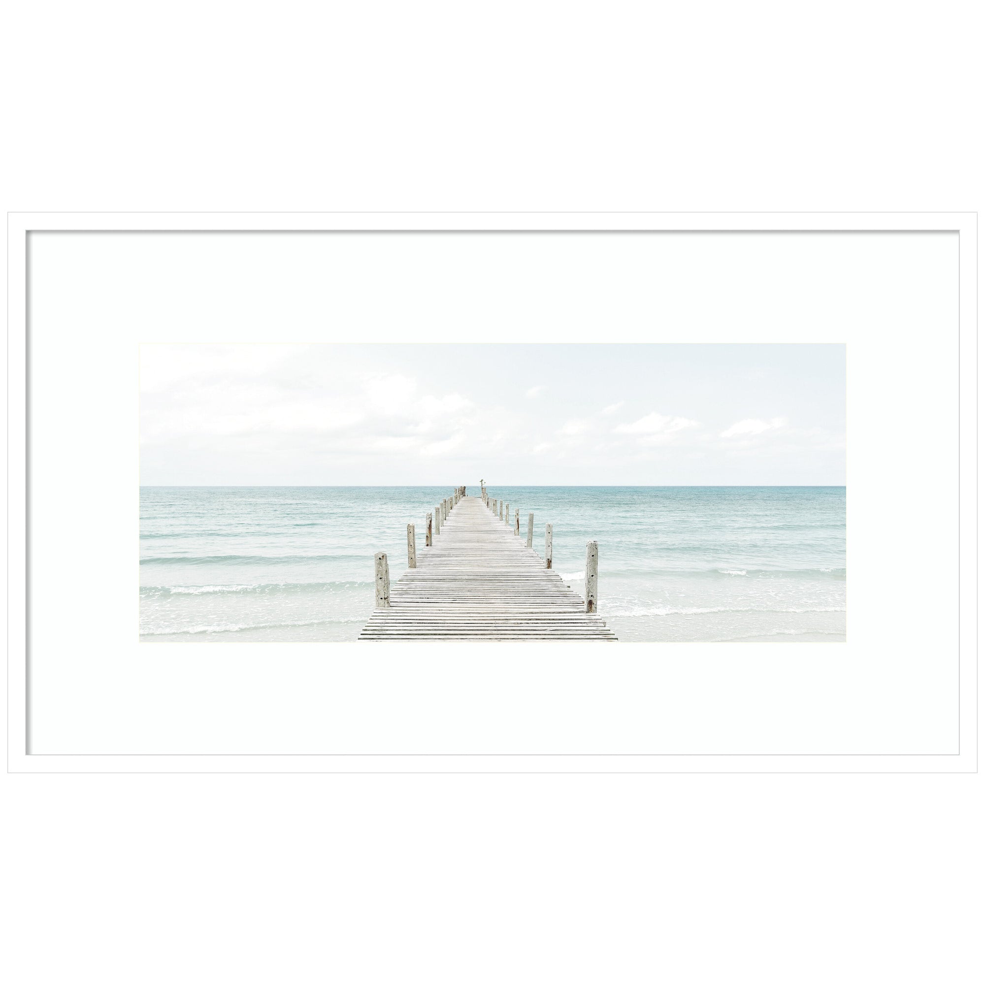 Wooden Pier On The Beach by Amy Peterson Framed Wall Art Print