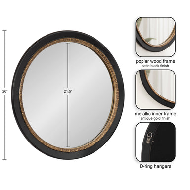 Round Mirror Black 26x26 2