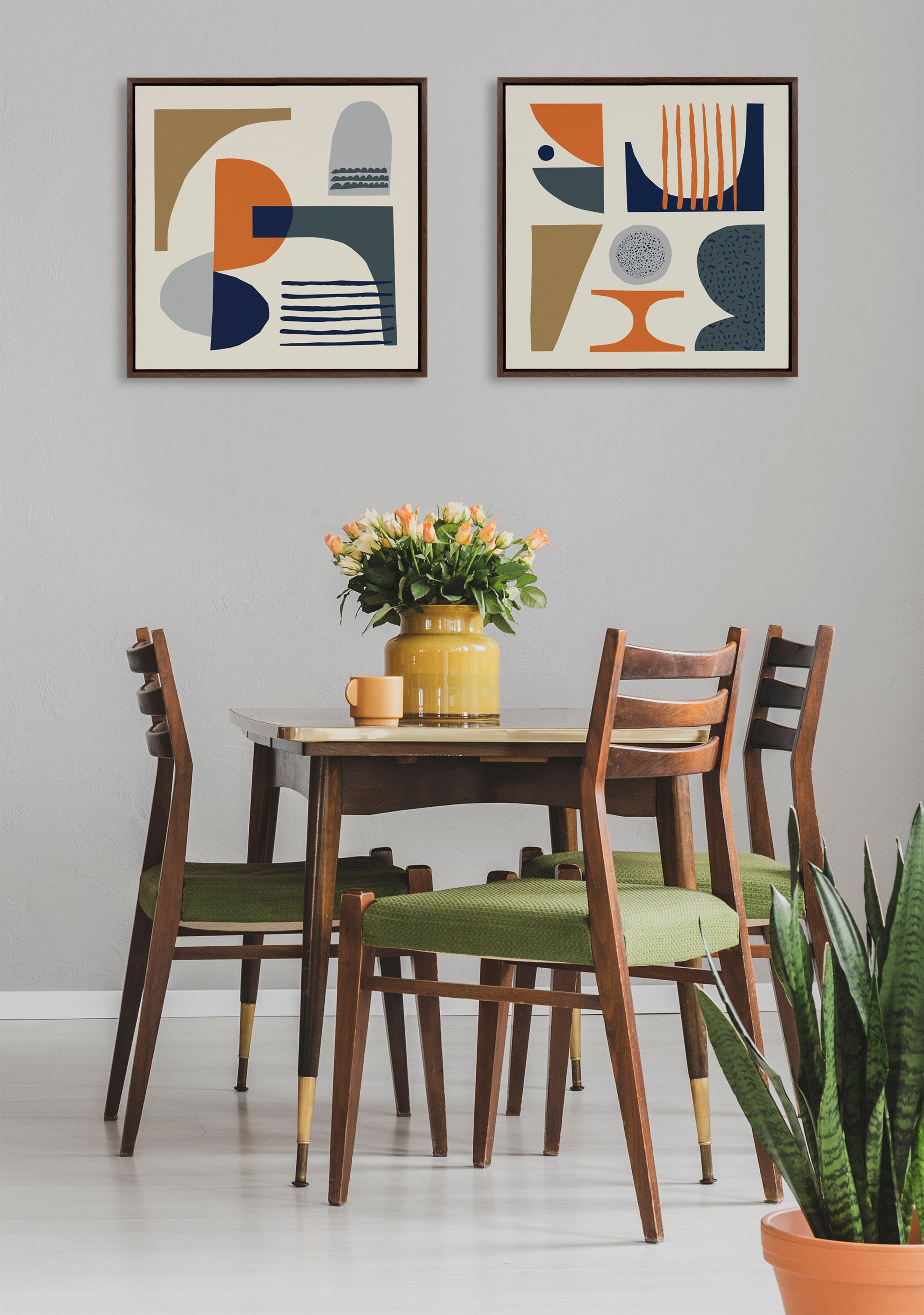 Sylvie Abstract Mid Century Framed Canvas by Rachel Lee of My Dream Wall