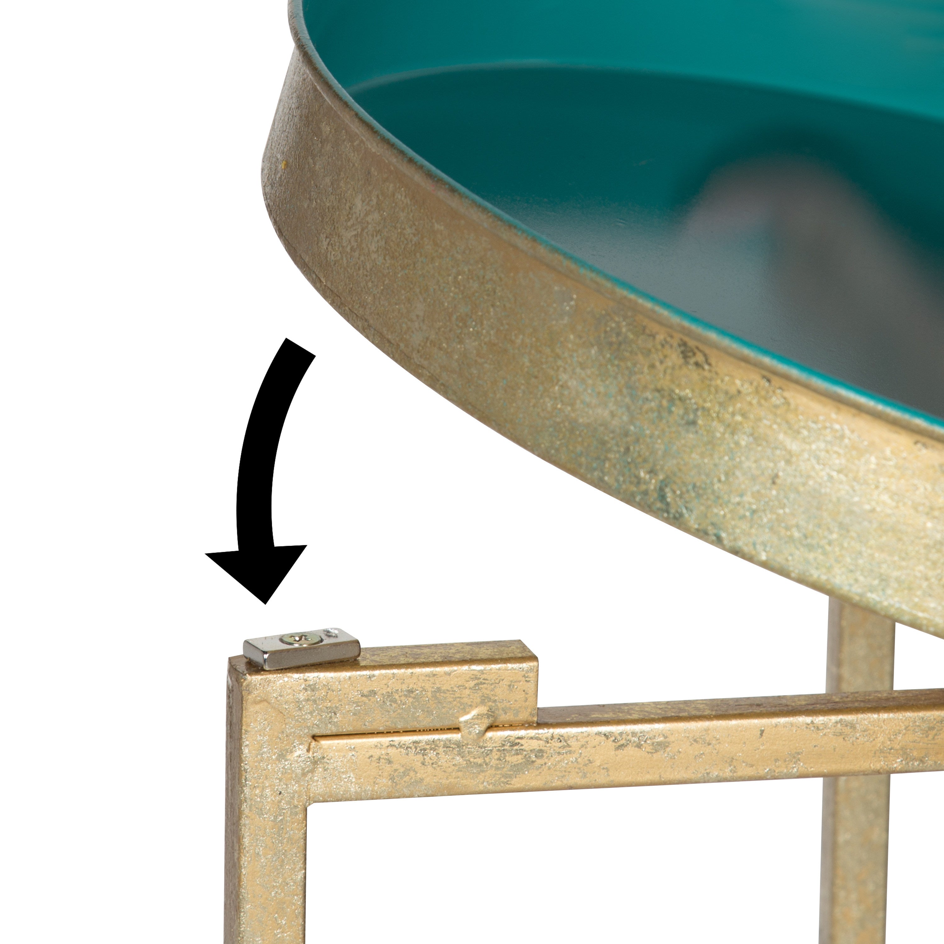 Tea Table Gold Teal 14x14x26 5