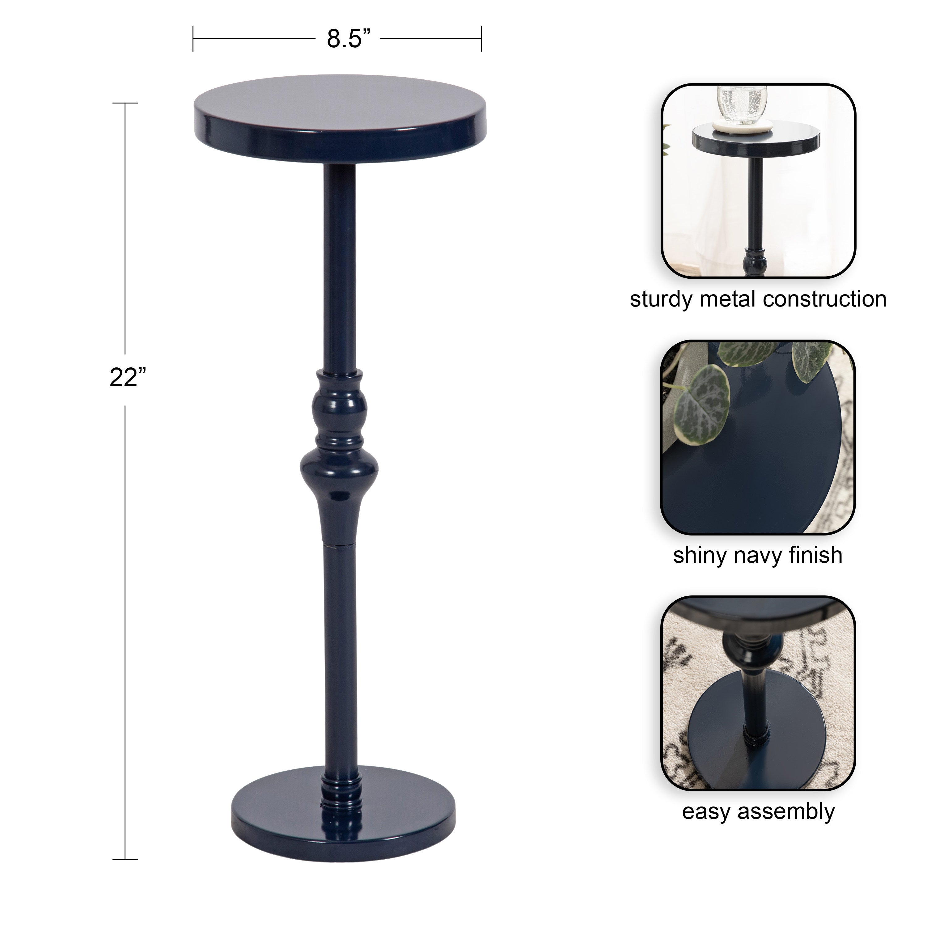 Drink Table Navy Blue 9x9x22 2