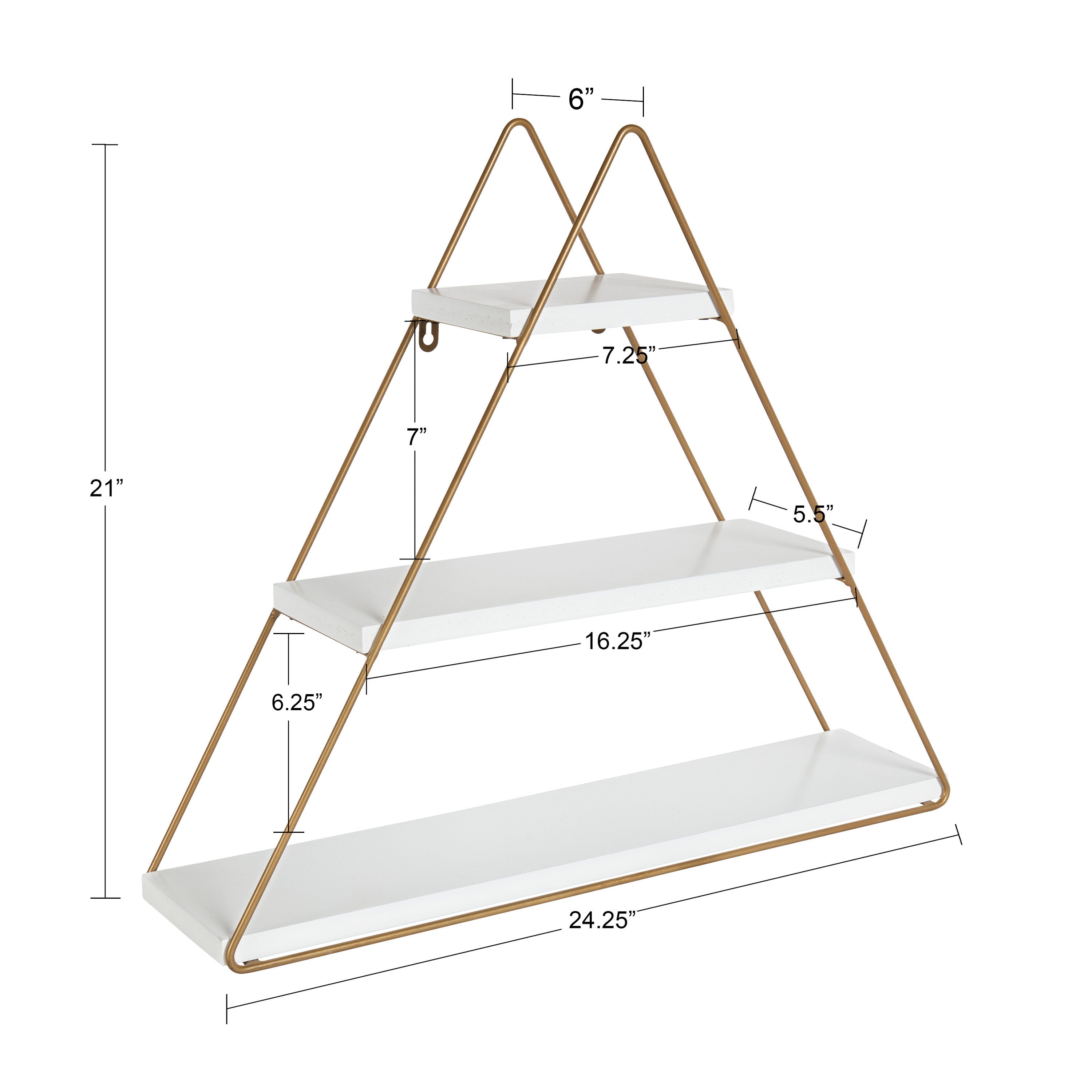 Accent Shelf White Gold 3 Shelves 2