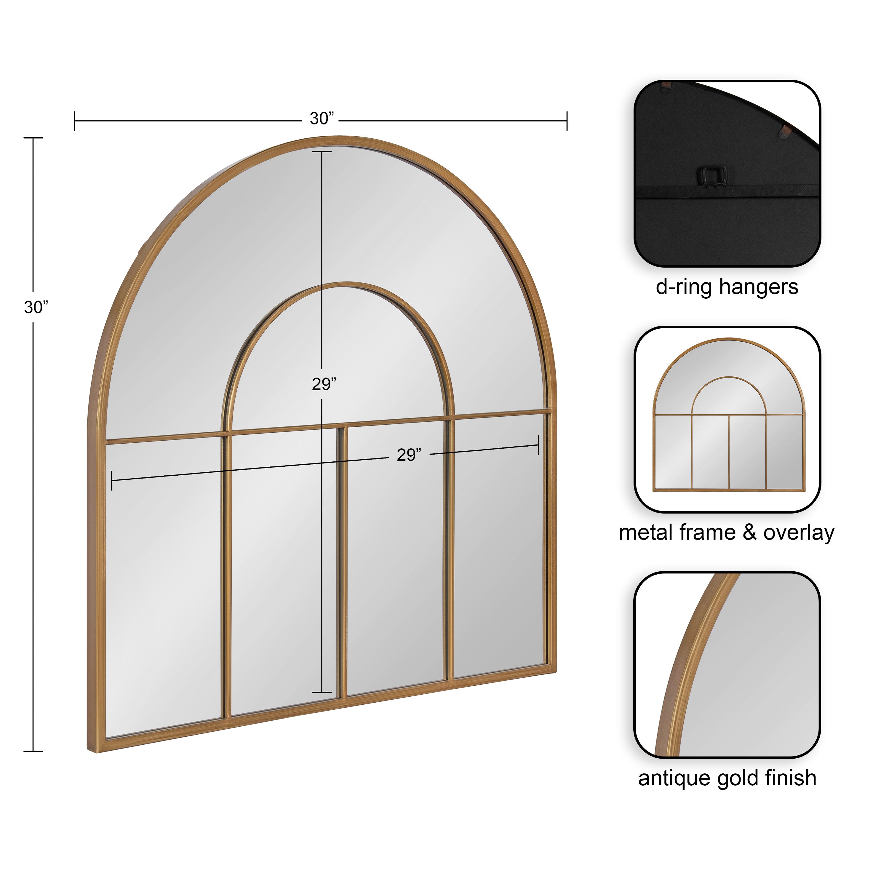 Windowpane Mirror Gold 30x30 2