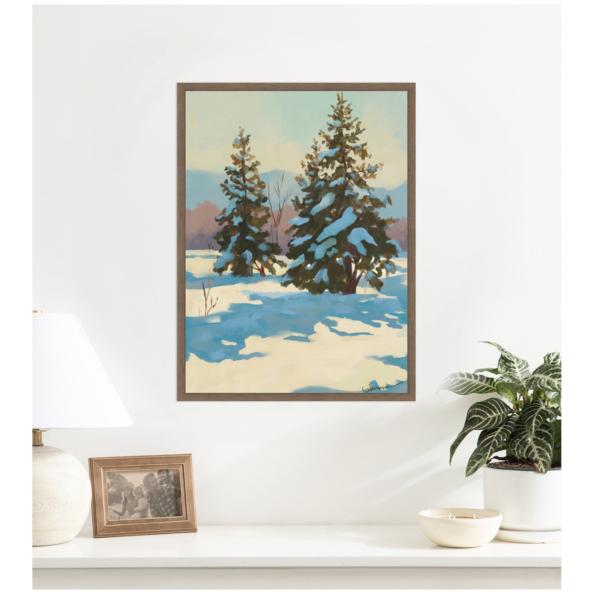 Morning Snow by Mary Sparrow Framed Canvas Wall Art Print